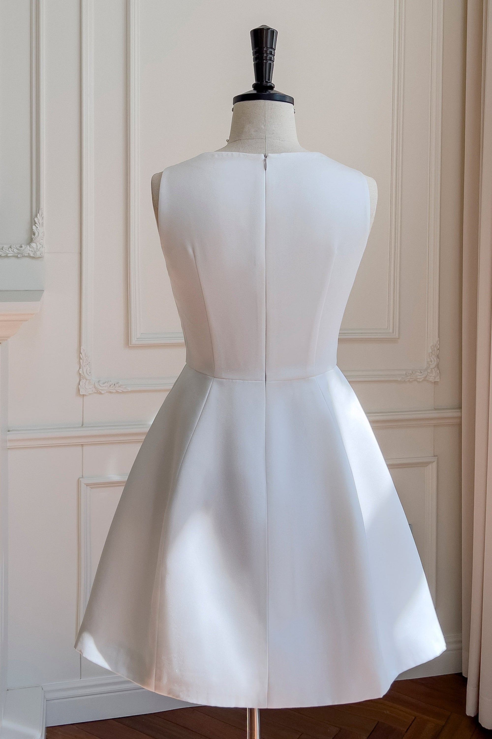 Alyssa Bow Satin Mini Dress in White - Elegant Party & Evening Wear for Women