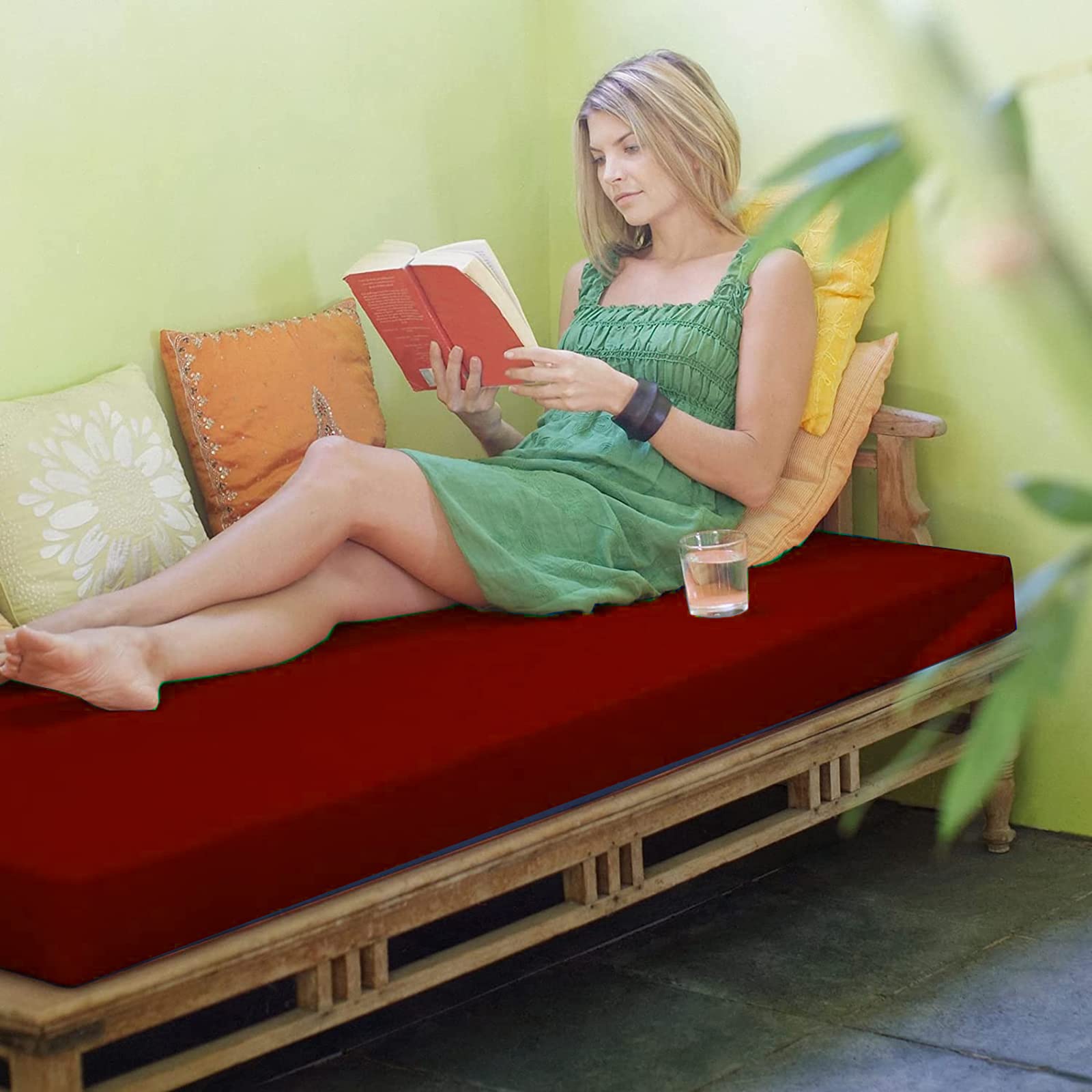 Outdoor Patio Bench Cushion - Waterproof Garden Swing Cushion with Non-Slip Backing - Sunbrella Fabric for Wicker Loveseat & Indoor Sofa - Perfect for Outdoor Furniture, Deck, Porch & Poolside Relaxation