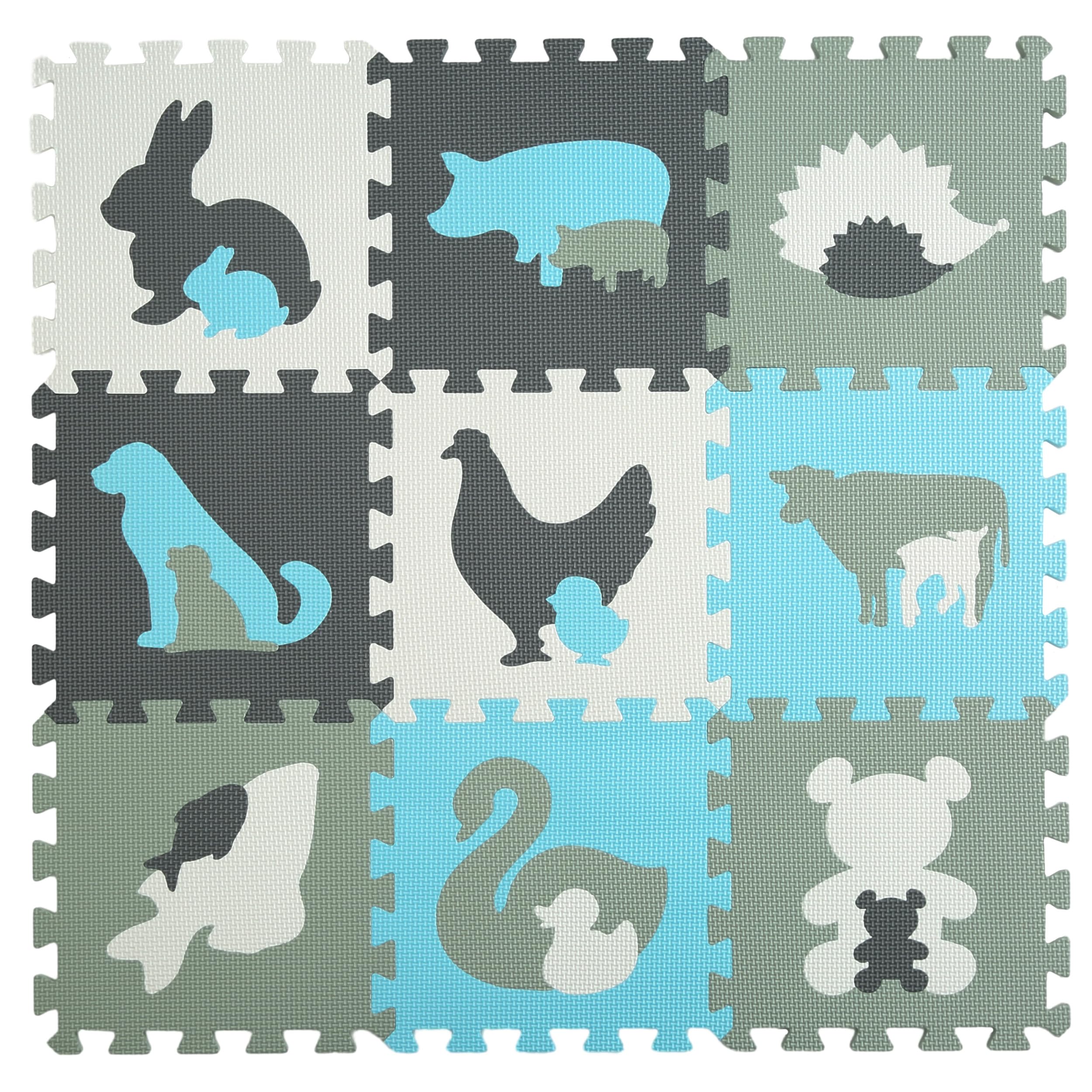 Non-Toxic Foam Play Mat for Babies & Toddlers - 9-Piece Interlocking Puzzle Floor Tiles with Animal Designs - Safe Crawling & Play Area for Nursery, Daycare, or Living Room - Perfect for Learning, Playtime & Child Development