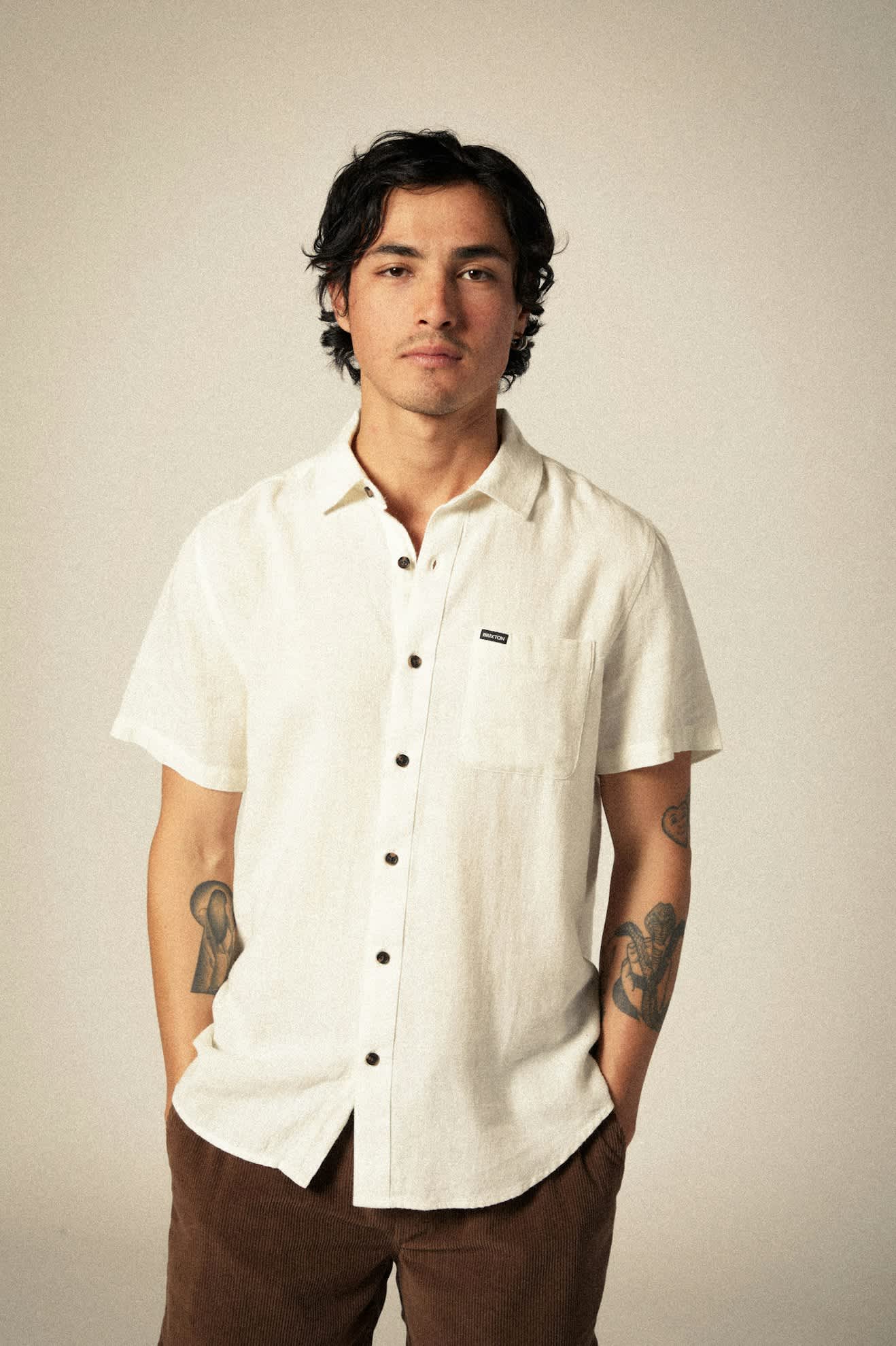 Breathable Organic Cotton Linen Blend Short Sleeve Shirt for Men & Women - Egret White | Casual Summer Wear, Beach Outfits & Outdoor Activities
