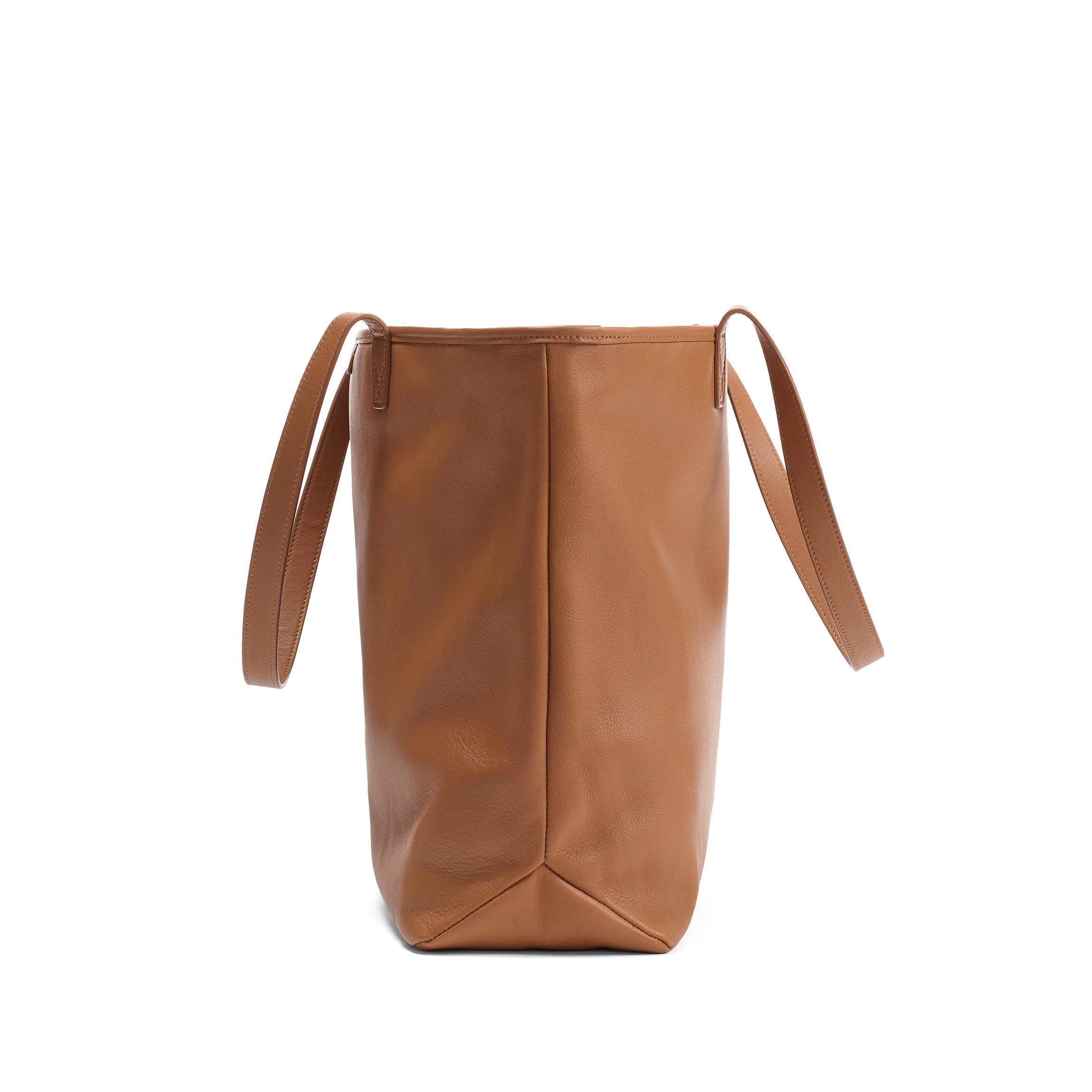 Premium Large Zippered Downtown Tote Bag in Cognac Brown - Stylish Work Bag, Travel Carryall & Everyday Purse for Women | Perfect for Office, Commute & Shopping