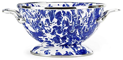 1 Quart Small Colander - Cobalt Blue Swirl Design for Kitchen, Perfect for Washing Fruits, Vegetables, and Pasta