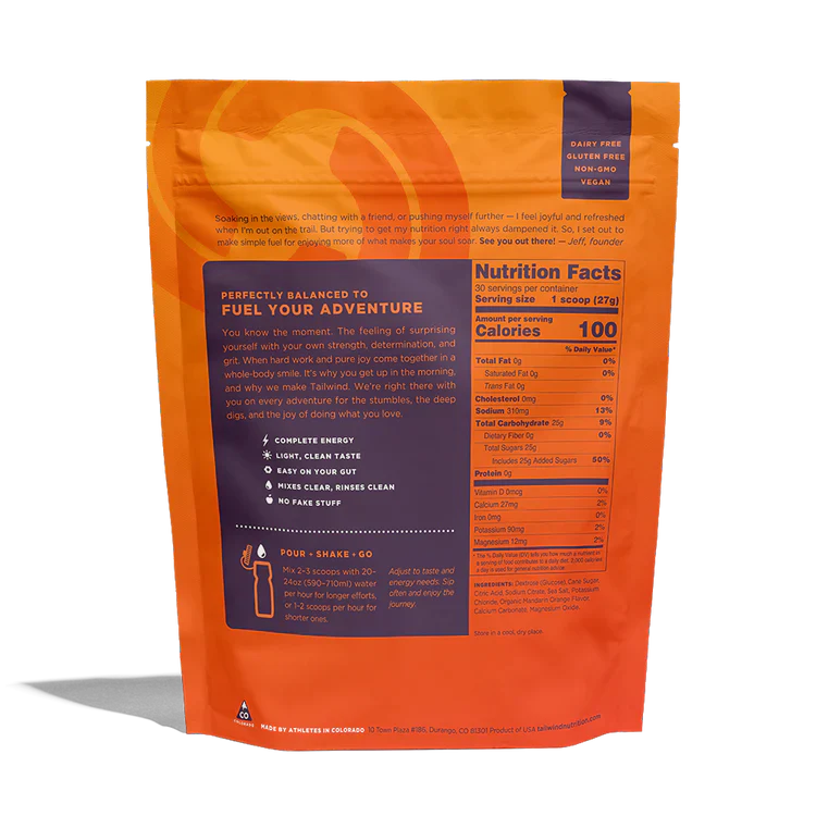 Endurance Fuel Tailwind - Electrolyte Drink Mix for Runners & Athletes - Hydration & Energy Boost for Long-Distance Running, Cycling & Outdoor Sports