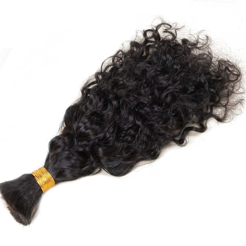 Brazilian Virgin Human Hair Extensions - 100g Wet & Wavy Curly Bulk Hair (20 Inches, Natural Black) for Braiding, Weaving & Protective Styles | Salon Quality Hair for African American Women