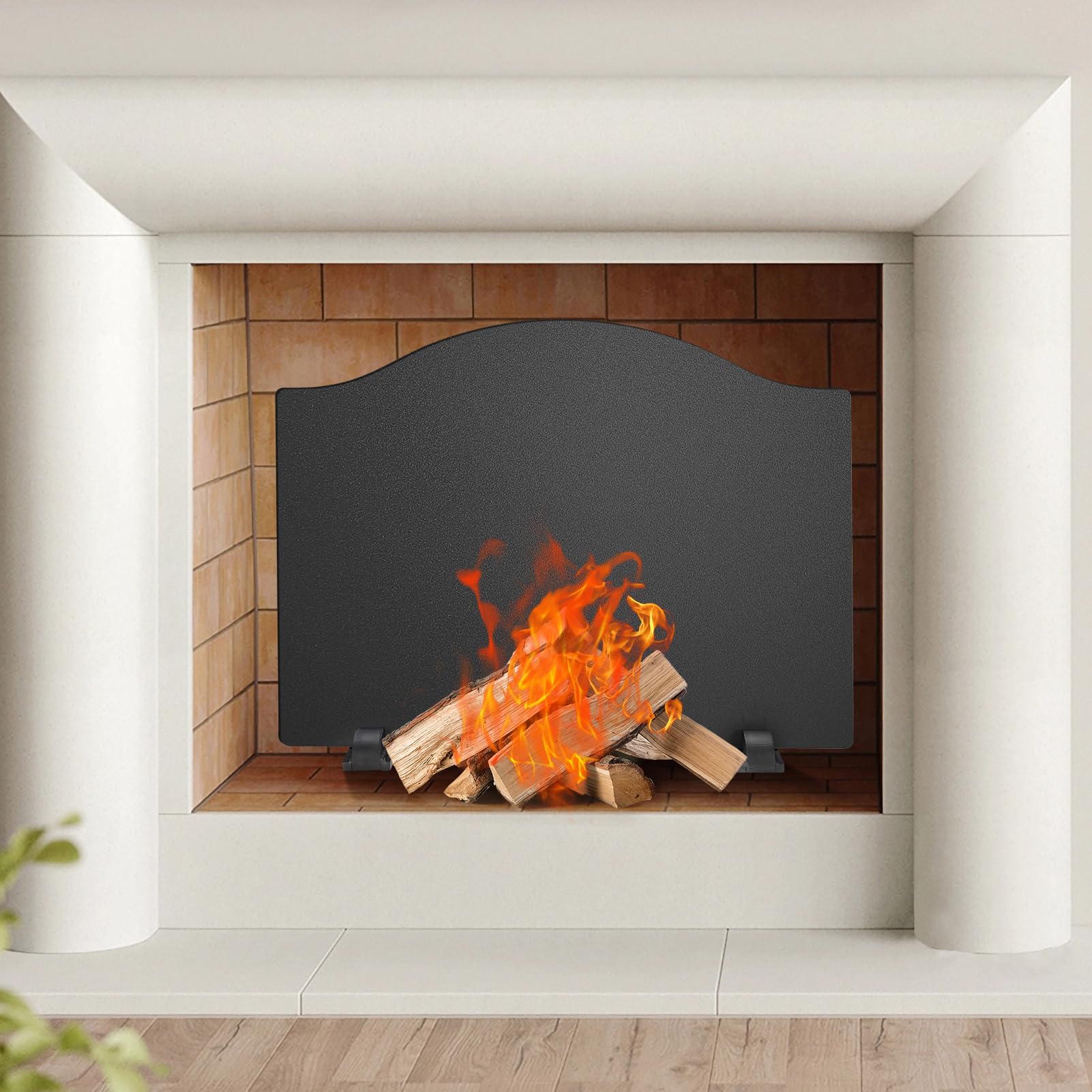24 Inch Iron Fireplace Back Panel with Feet - Durable Fireback Heat Reflector for Fireplace Protection | Fireplace Accessories for Home & Outdoor Use