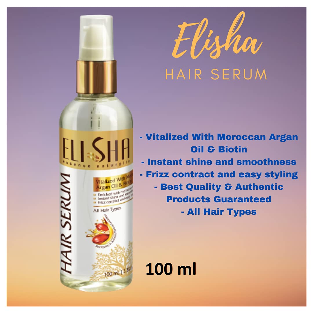 Elisha Complete Hair Care Combo Pack - Nourishing Shampoo, Olive & Apricot Hair Oil, Hair Serum (3 Piece Set) for Dry, Damaged Hair - Daily Hydration & Repair Treatment for Women & Men