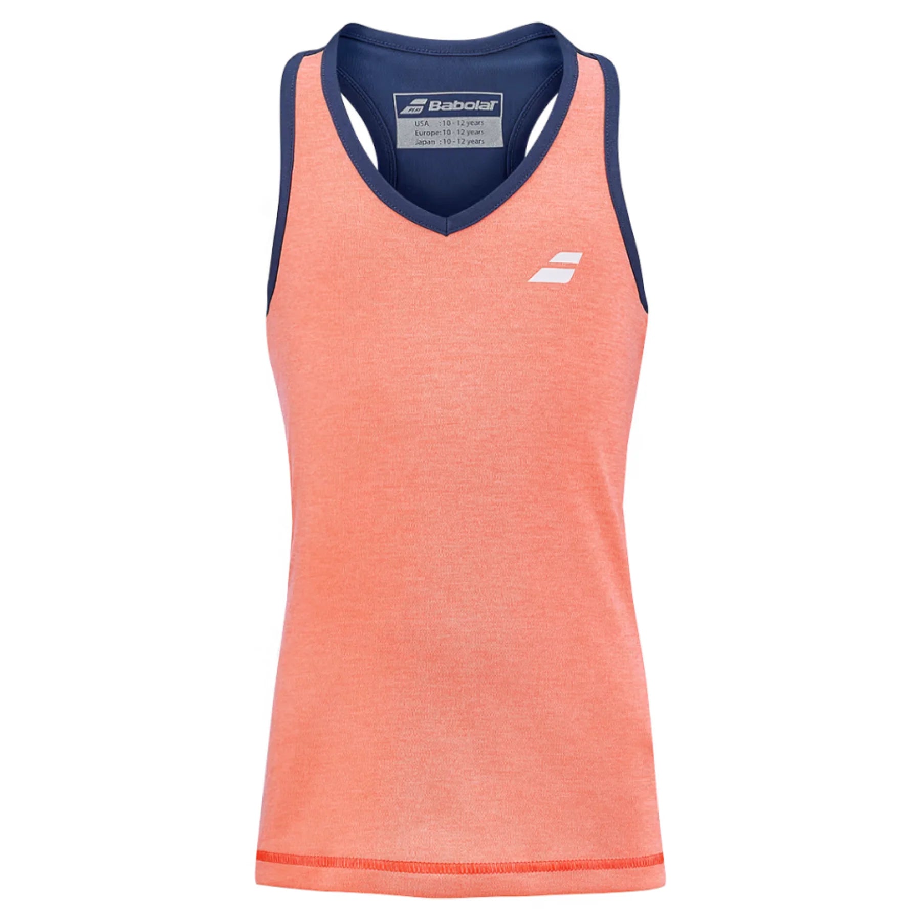 Babolat Play Tank Girl Top Women's Tennis Shirt - Fluo Strike/Estate Blue - Breathable & Moisture-Wicking for Competitive Matches & Training