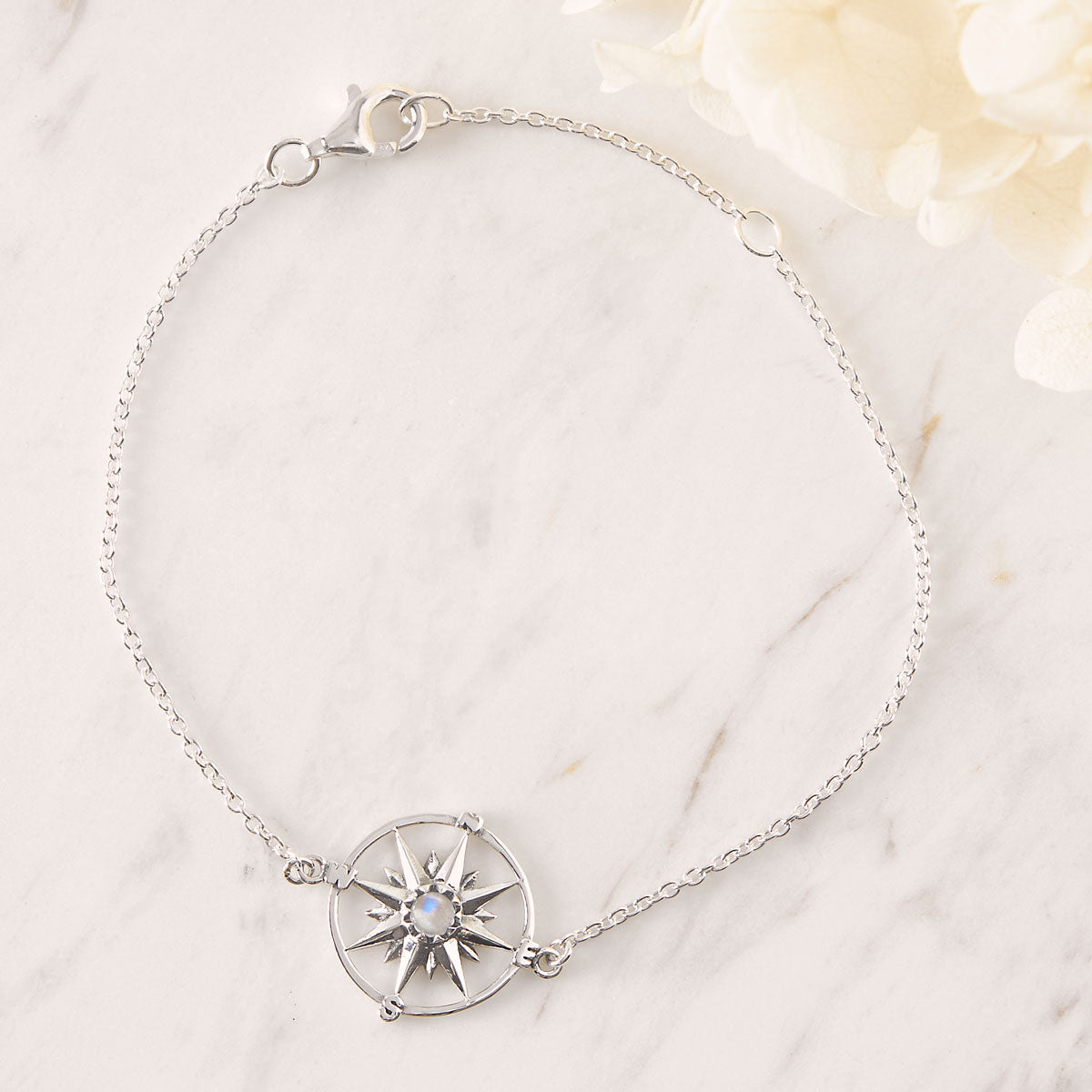 Moonstone Compass Bracelet for Women - Spiritual Healing Crystal Jewelry for Travel & Adventure - Perfect for Outdoor Hiking, Yoga & Meditation