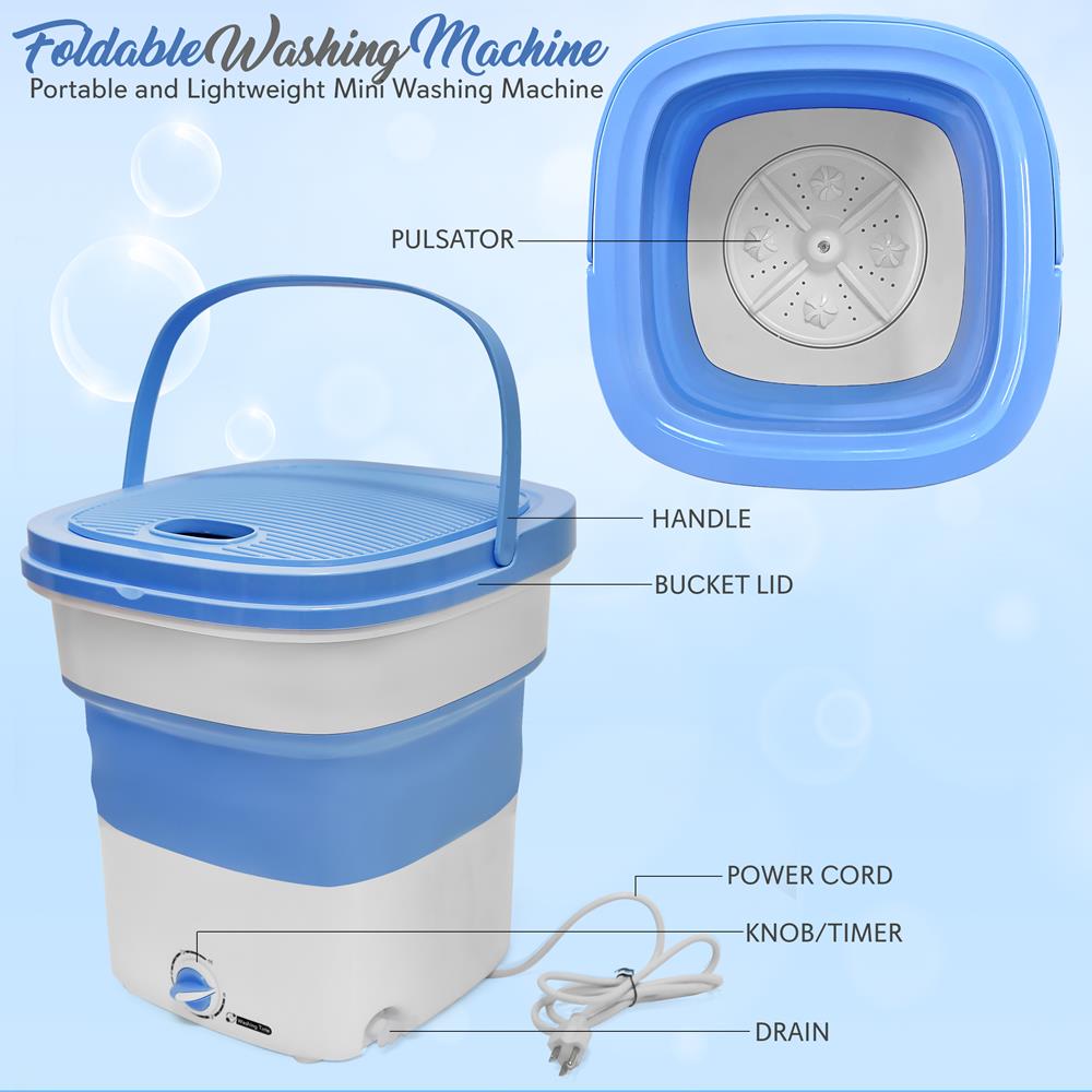 Portable Foldable Washing Machine for Apartments - Compact Mini Washer for Clothes, Underwear, Socks - Perfect for Dorms, RVs, Camping & Small Spaces