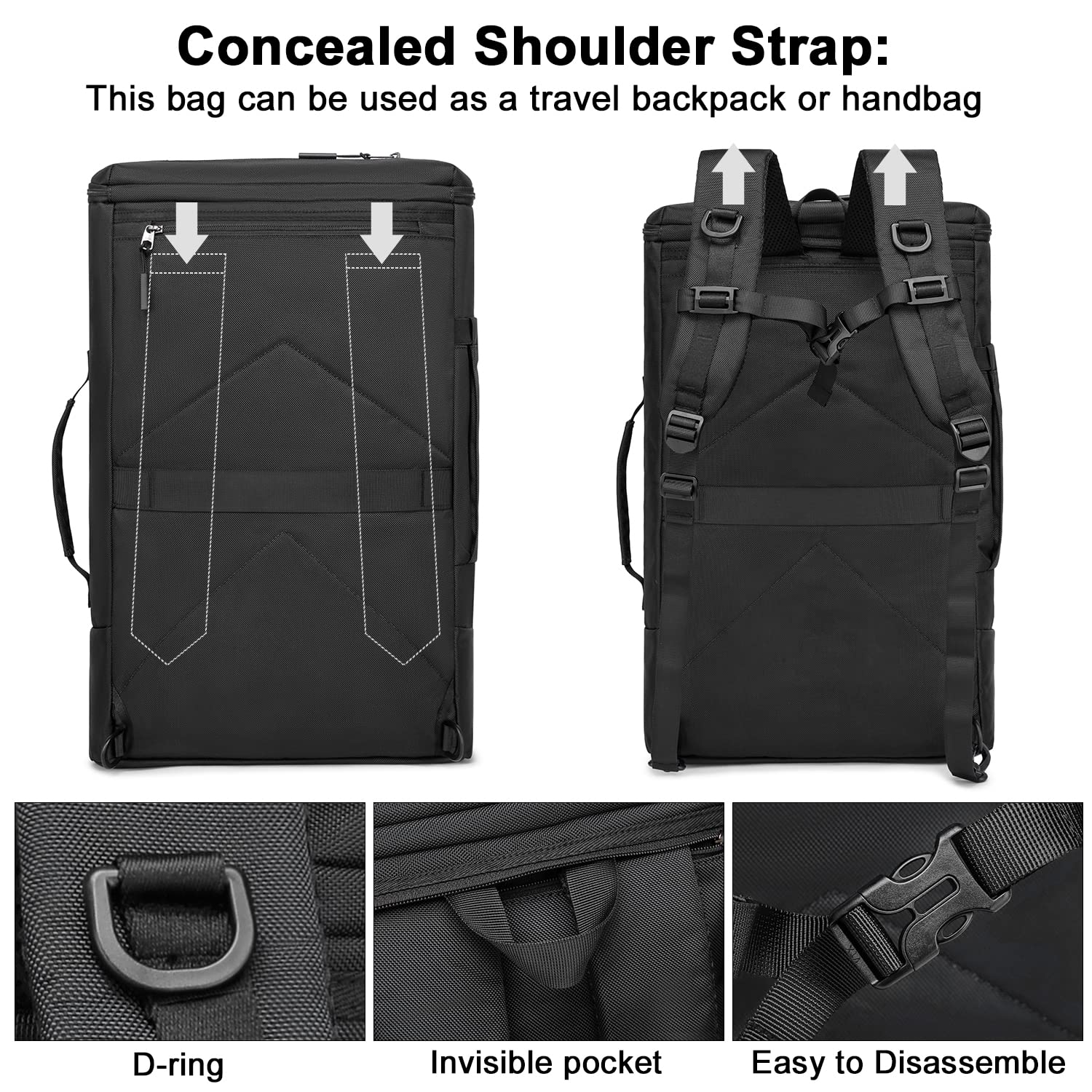 **Asenlin 40L Extra Large Travel Backpack for Women & Men - Water Resistant Hiking Backpack, 18 Inch Carry-On Backpack for Gym, Casual Daypack, Outdoor Adventures - Black**    **Usage Scenarios:** Perfect for hiking, gym workouts, business trips, college commuting, and everyday casual use.