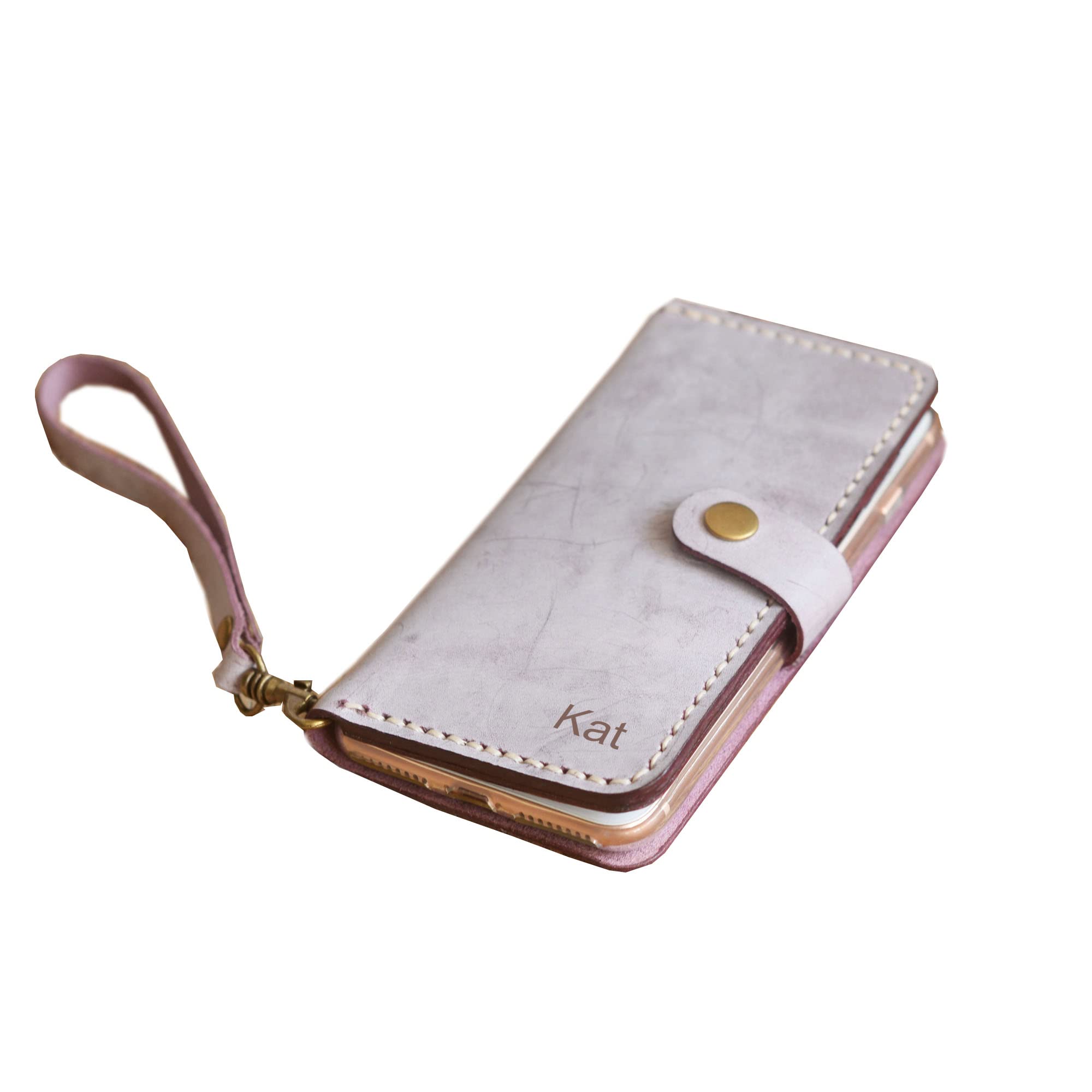 Personalized Leather Wristlet Wallet Case for iPhone 16/16 Pro Max/16 Plus/15/15 Pro Max/14 Pro/13 Mini/12/SE - Women's Fashion Phone Wallet with Card Slots (Perfect for Shopping, Travel & Everyday Use)