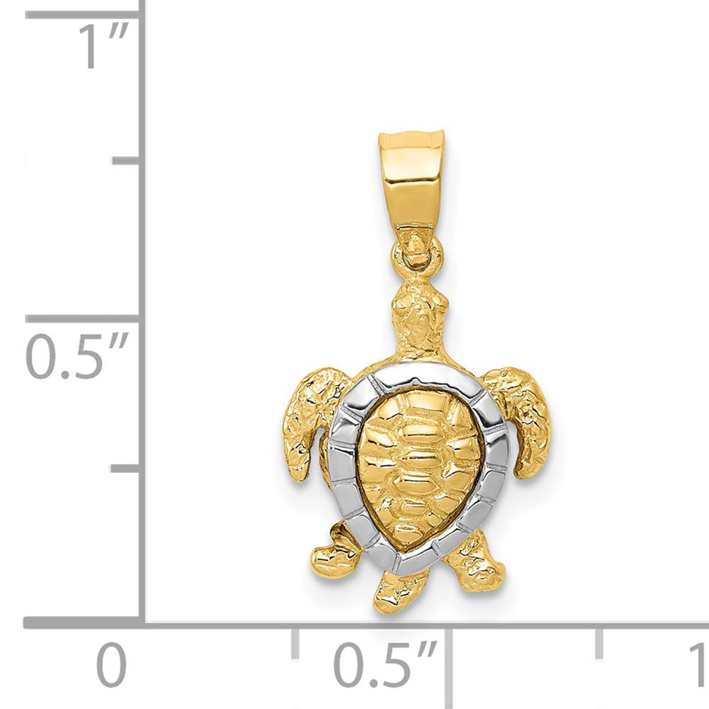 14K Yellow & White Gold Turtle Charm Pendant - Elegant Jewelry Gift for Women, Perfect for Necklaces & Bracelets - Ideal for Birthdays, Anniversaries & Everyday Wear