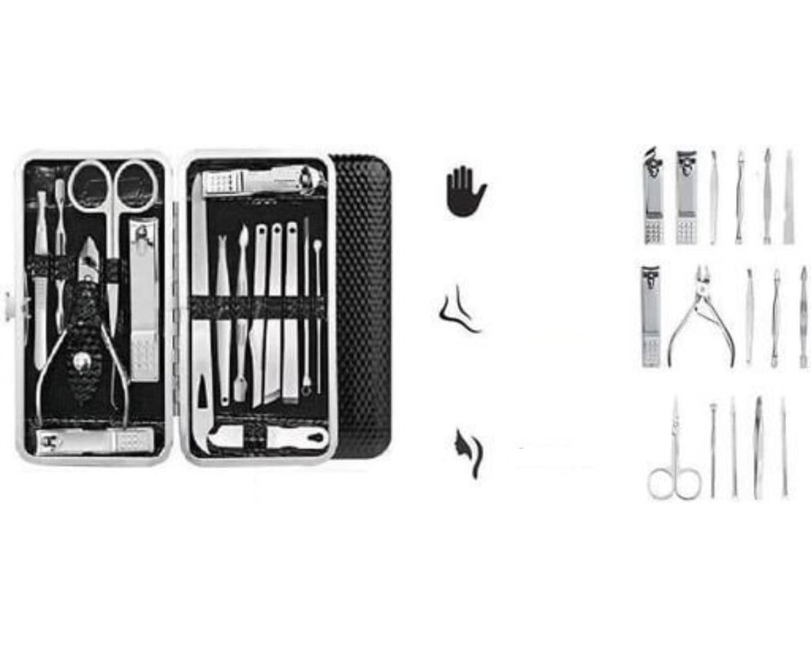 Professional 16-Piece Stainless Steel Manicure Pedicure Kit - Nail Clippers, Scissors & Grooming Tools in Leather Case | Perfect for Home Salon, Travel & Gift Giving
