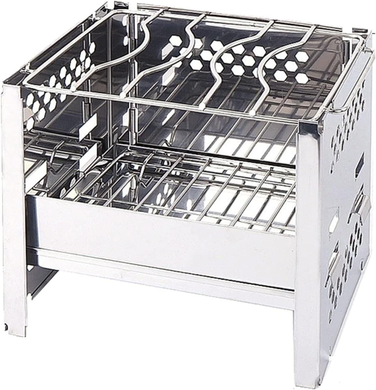 Portable Stainless Steel Gas Grill with Non-Stick Surface - Folding BBQ Stove for Outdoor Camping, Picnics & Backyard Barbecues | Perfect for Tailgating, Beach Parties & RV Trips