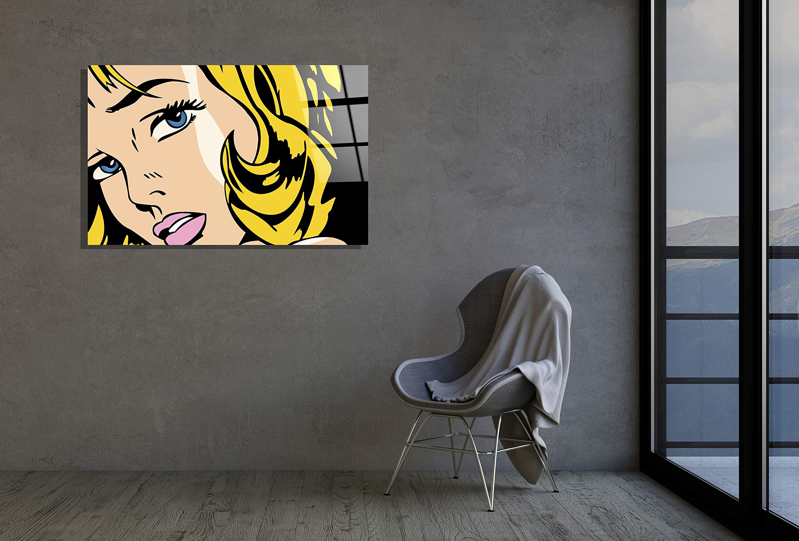 Vintage Pinup Girl Retro Print Tempered Glass Wall Art - Elegant Home Decor & Luxury Gift for Living Room, Bedroom, or Office
