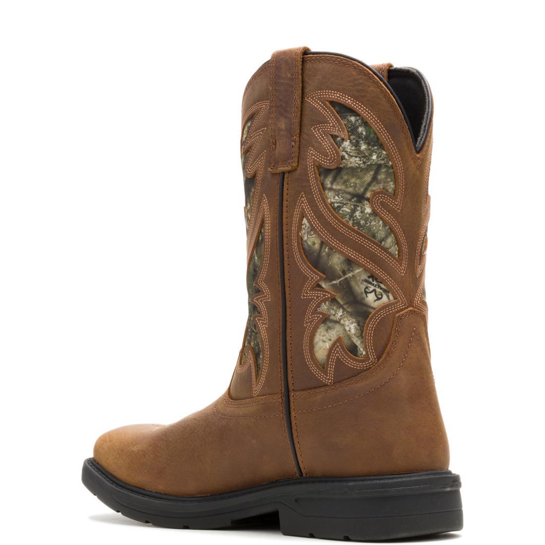 Camo Steel Toe Pull-On Work Boots for Men - Durable Rancher Boots with Safety Toe - Perfect for Construction, Farming & Outdoor Work