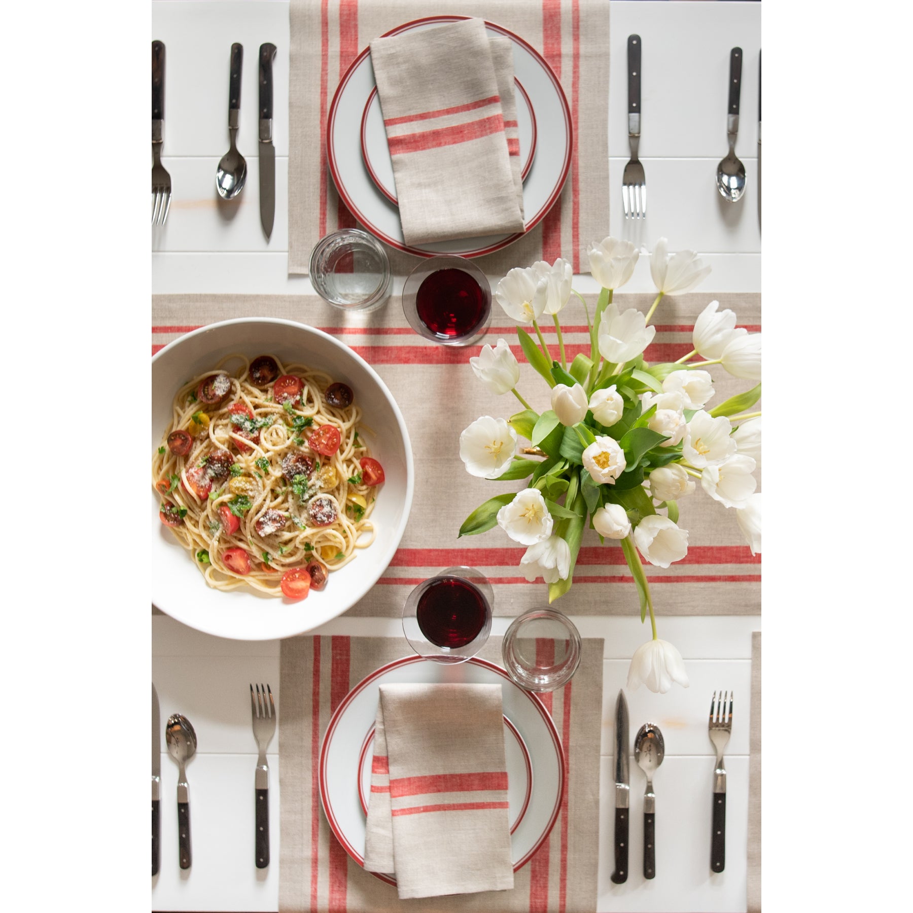 French Striped Cotton Placemats Set of 6 - Elegant Table Decor for Dining Room, Kitchen & Party Settings - Washable & Durable Table Mats for Everyday Use & Special Occasions