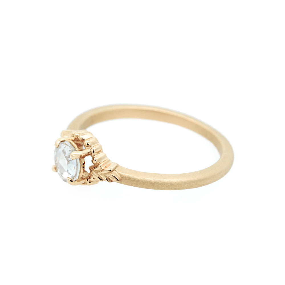 0.31ct Round Rose Cut Wood Nymph Faye Cherie Diamond Ring - Elegant Vintage Jewelry for Women, Perfect for Weddings, Anniversaries & Special Occasions