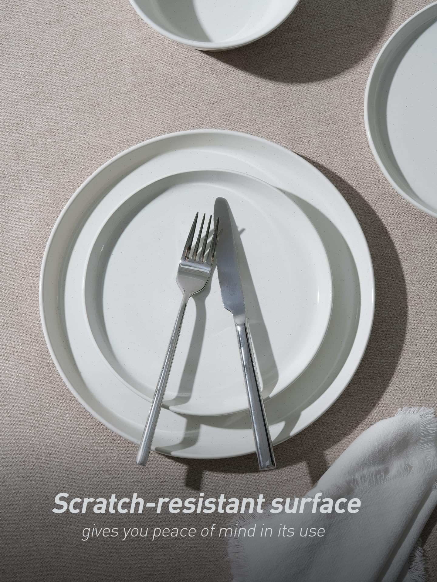 Famiware Saturn 12-Piece Dinnerware Set for 4 - White Plates & Bowls | Durable Porcelain Tableware for Everyday Use, Family Dinners & Entertaining Guests