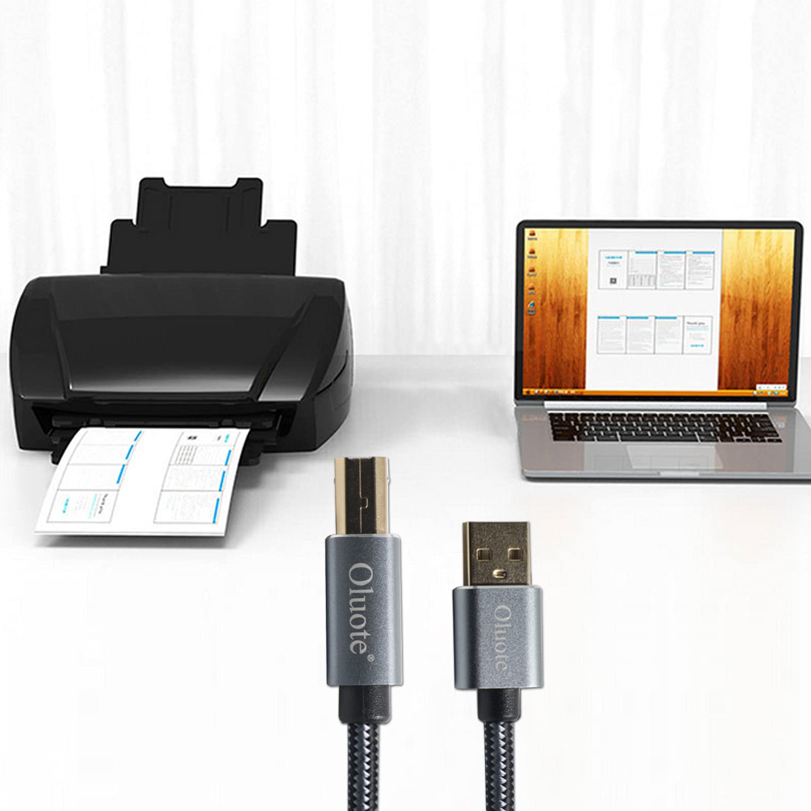 Oluote USB 2.0 Printer Cable - A Male to B Male High Speed Scanner Cord for Computer, Printer, Scanner & External Hard Drive (5m/16.4ft) - Perfect for Home Office, Printing Documents & Connecting Storage Devices