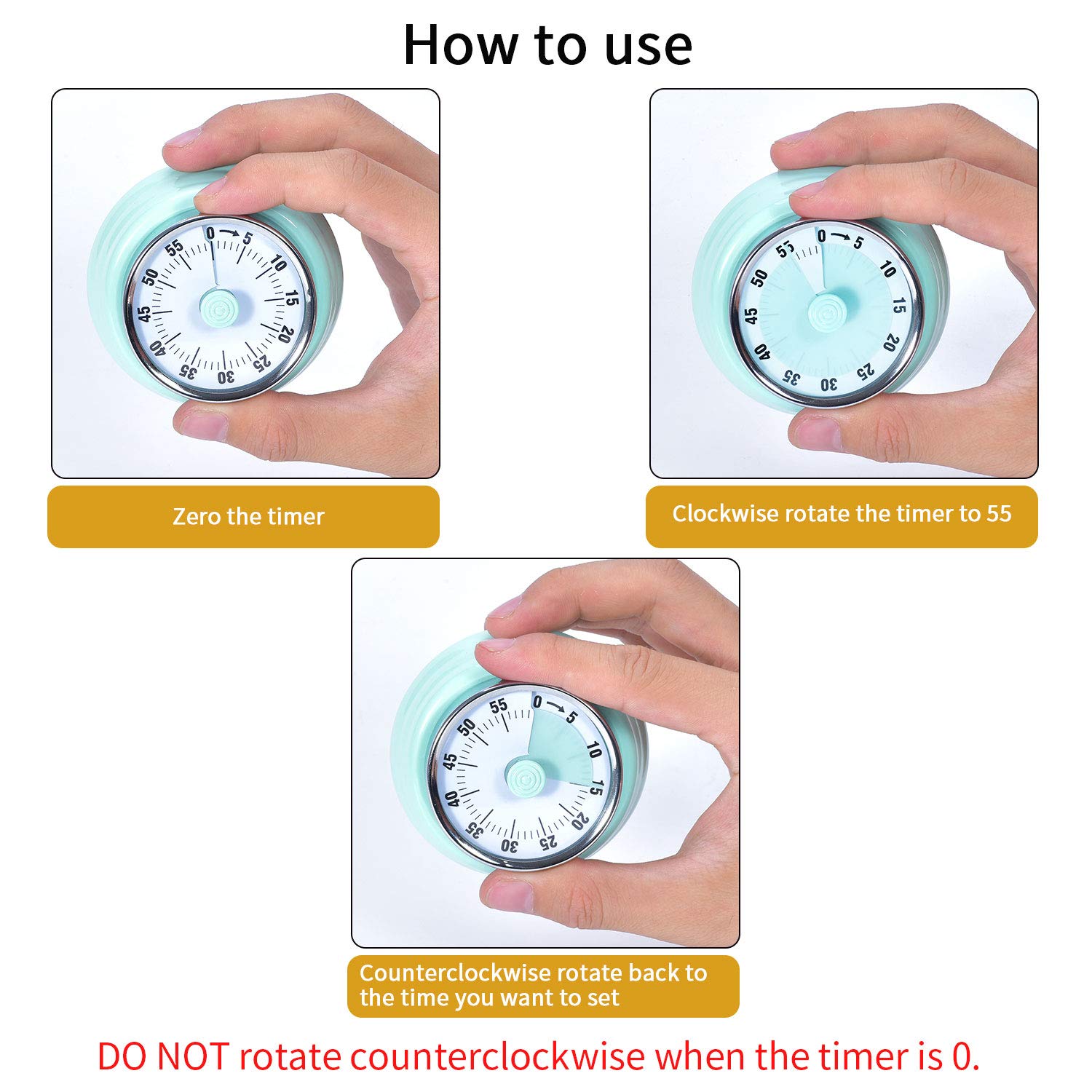 LAOPAO Magnetic Mechanical Kitchen Timer - No Battery Needed, Countdown Cooking Timer for Baking, Grilling & Meal Prep | Perfect for Home Chefs & Time Management