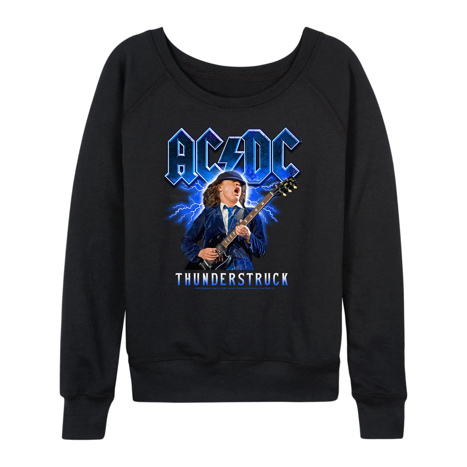 HYBRID APPAREL - ACDC Thunderstruck Women's Lightweight French Terry Pullover Hoodie - Rock Band Graphic Sweatshirt for Concerts, Casual Wear & Gifts
