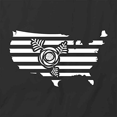 America with Flower Graphic T-Shirt | Printed Black Tee for Men & Women | Casual Wear, Street Fashion, Patriotic Outfit