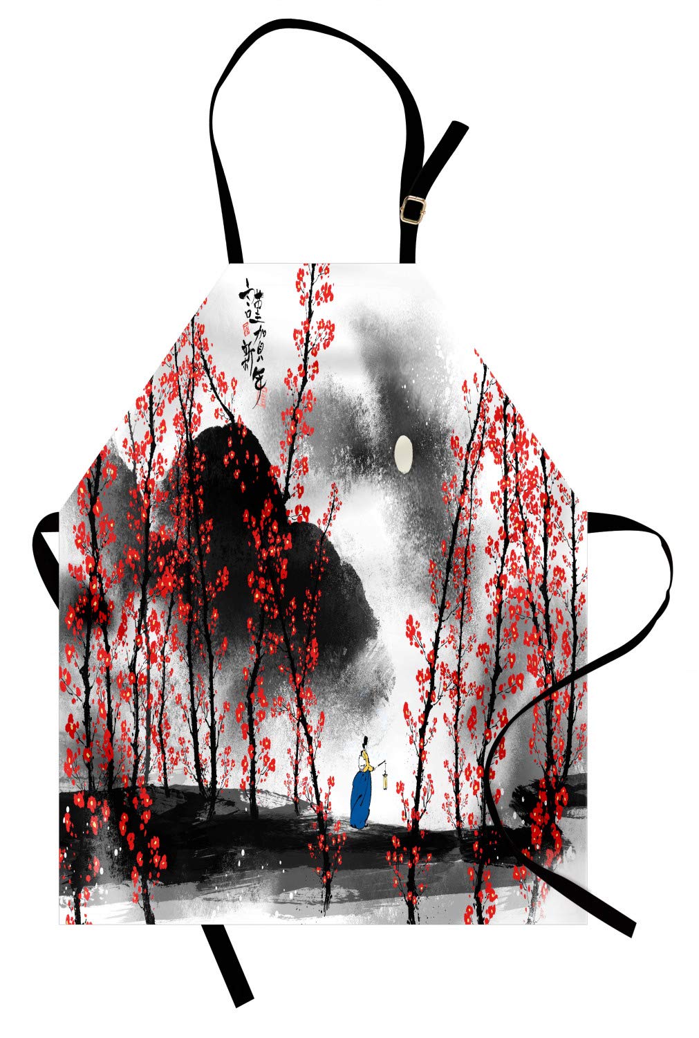 Ambesonne Chinese Apron - Unisex Kitchen Bib for Cooking & Gardening