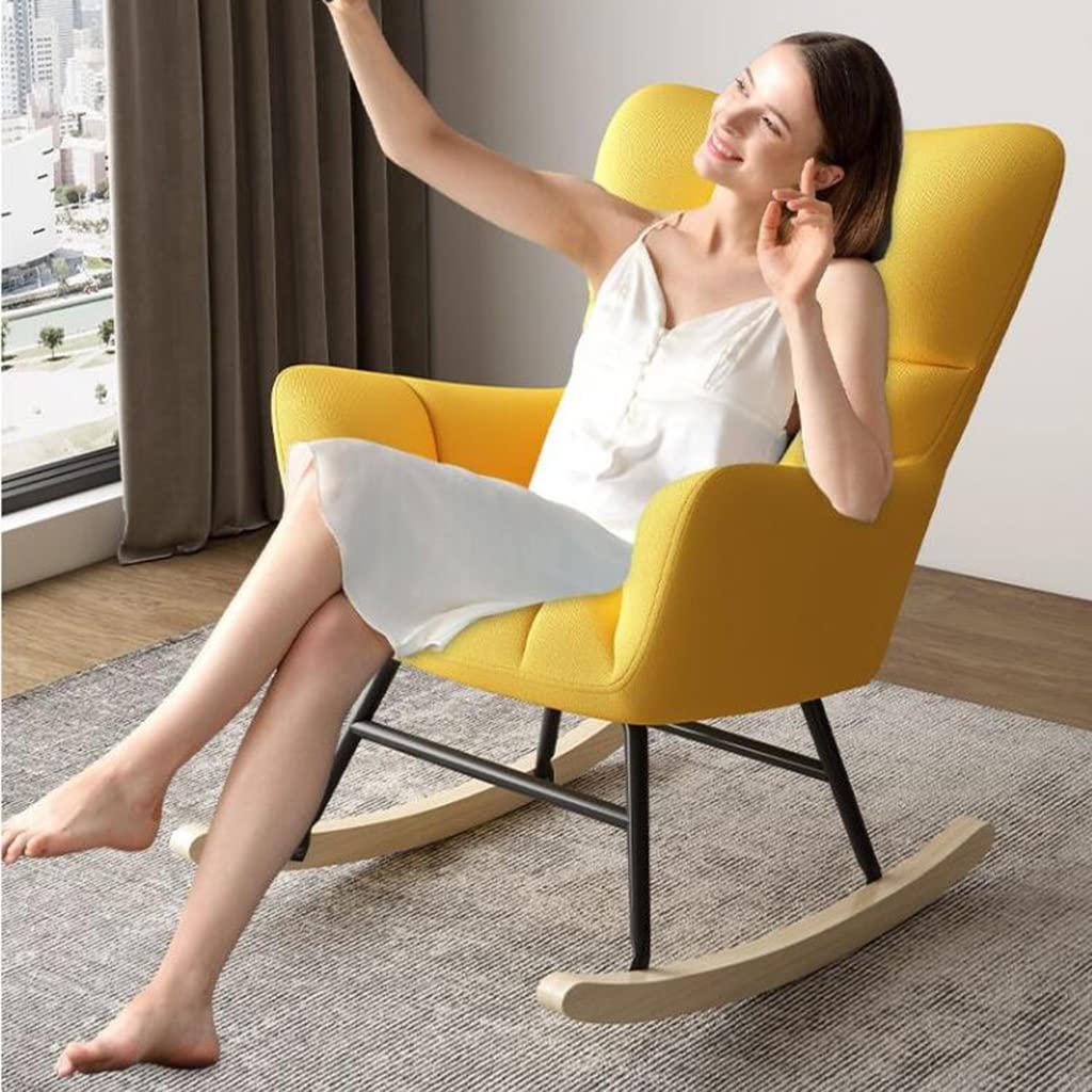 Modern Nursery Rocking Chair - High Back Teddy Fabric Upholstered Glider Rocker with Armrests, Comfortable Accent Chair for Baby Nursery, Living Room, Bedroom - Perfect for Breastfeeding, Reading & Relaxing (Green)