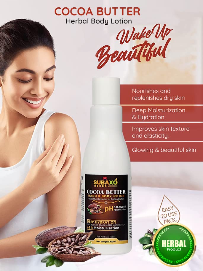 SUBAXO Cocoa Butter & Turmeric Herbal Body Lotion & Soap Set - 200ml Deep Hydration Lotion + 2x75g Natural Bath Soap for Dry Skin - Perfect for Spa Day, Gift Sets & Daily Skincare Routine