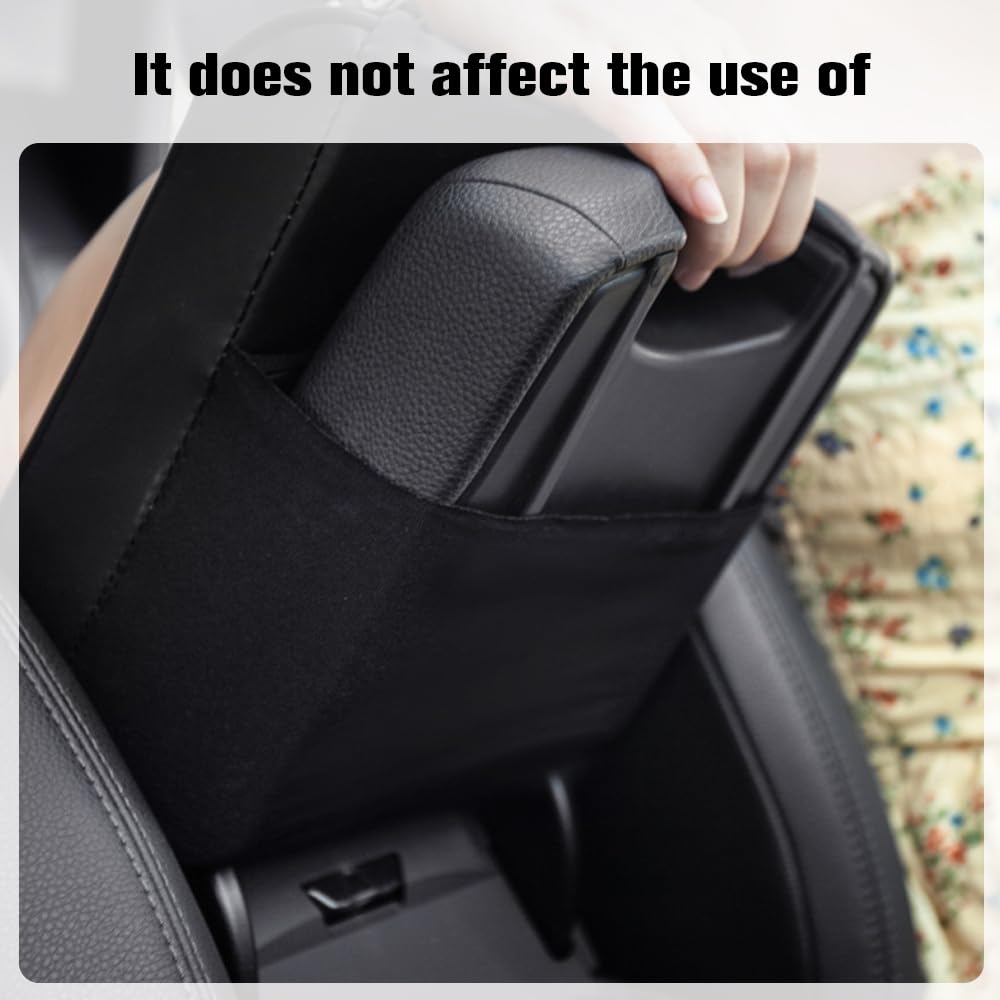 Premium Leather Car Armrest Cover with Memory Foam Padding - Universal Waterproof Center Console Protector for SUV, Truck & Sedan - Comfort Upgrade for Long Drives & Daily Commutes (Black)