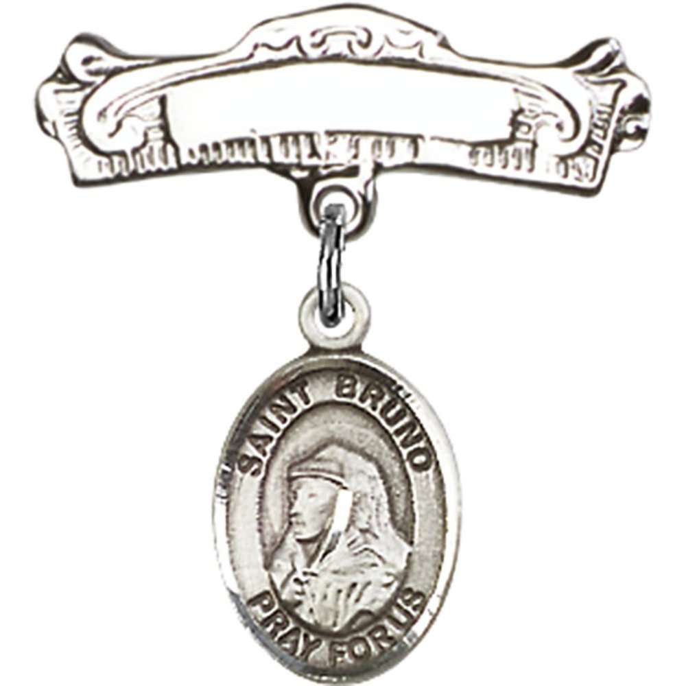 Sterling Silver Baby Badge with St. Bruno Charm - 7/8