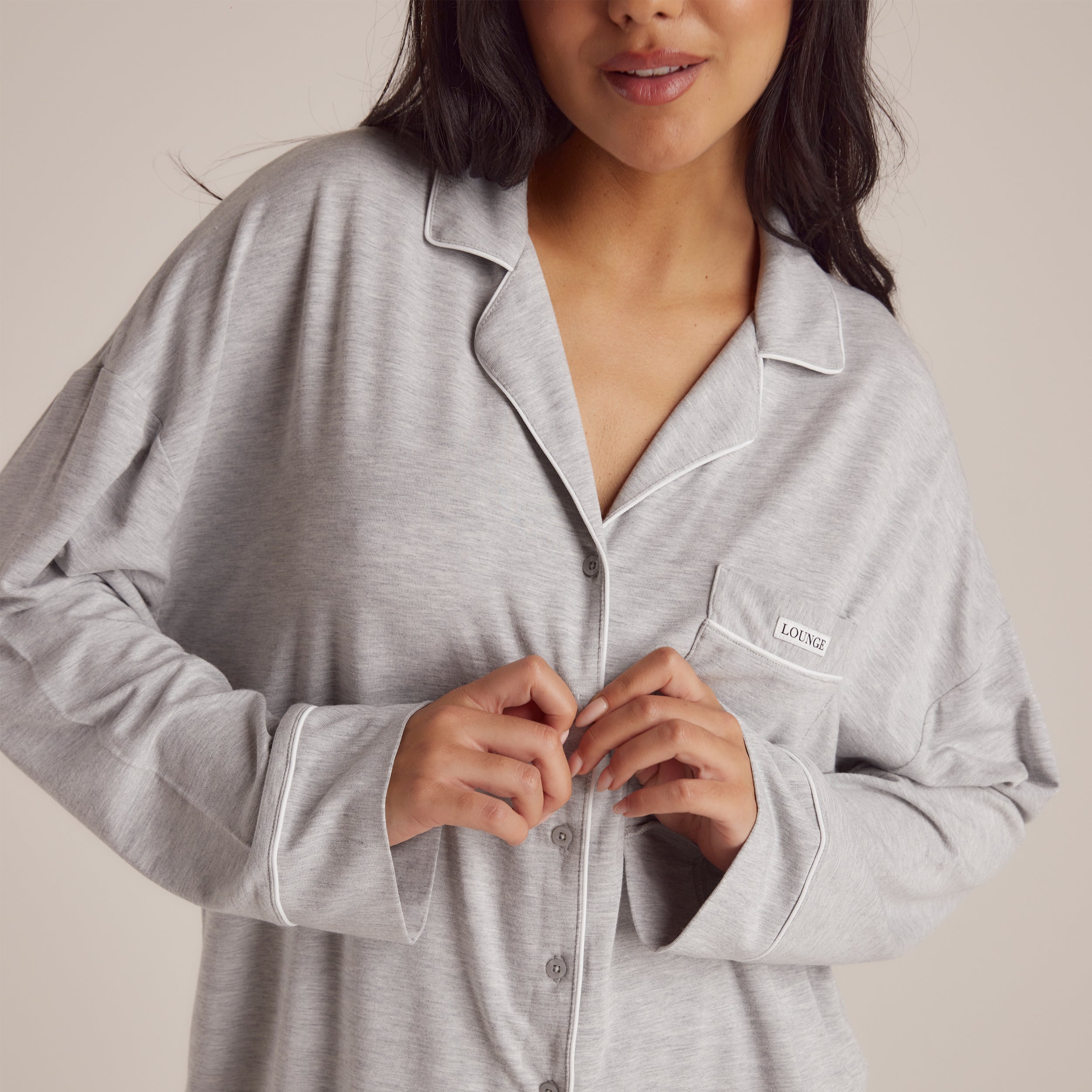 Soft Modal Pyjama Shirt - Grey Marl for Women | Comfortable Sleepwear & Lounge Wear for Nighttime Relaxation
