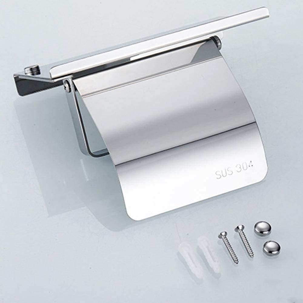 Stainless Steel Wall Mounted Toilet Paper Holder - Anti-Rust Bathroom Tissue Roll Dispenser with Hanging Rack for Home & Commercial Use | Perfect for Bathrooms, Restrooms, Kitchens and Office Spaces