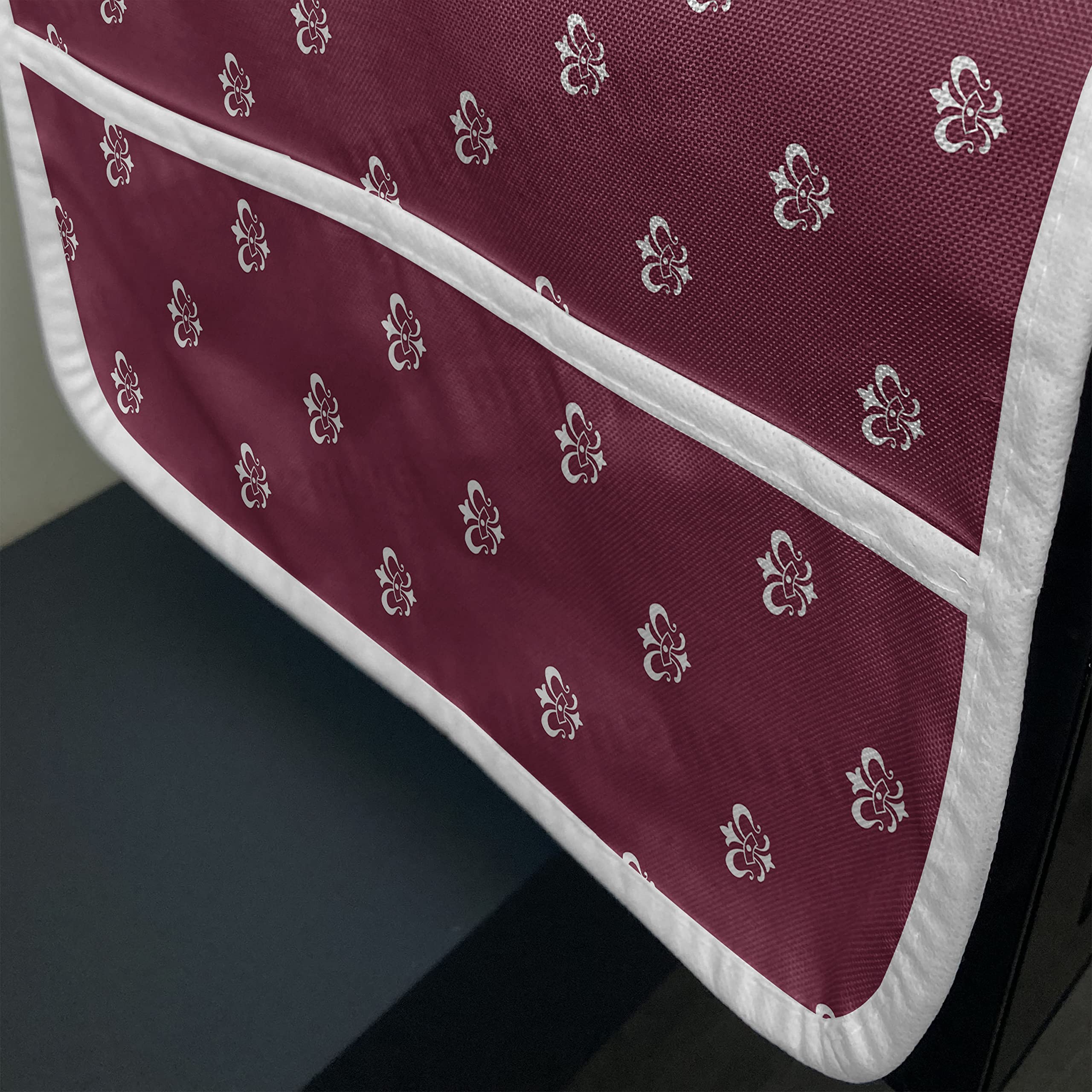 Ambesonne Fleur De Lis Microwave Cover - Rococo Royal Crown European Nobility Design, Waterproof Kitchen Organizer with Pockets, 36
