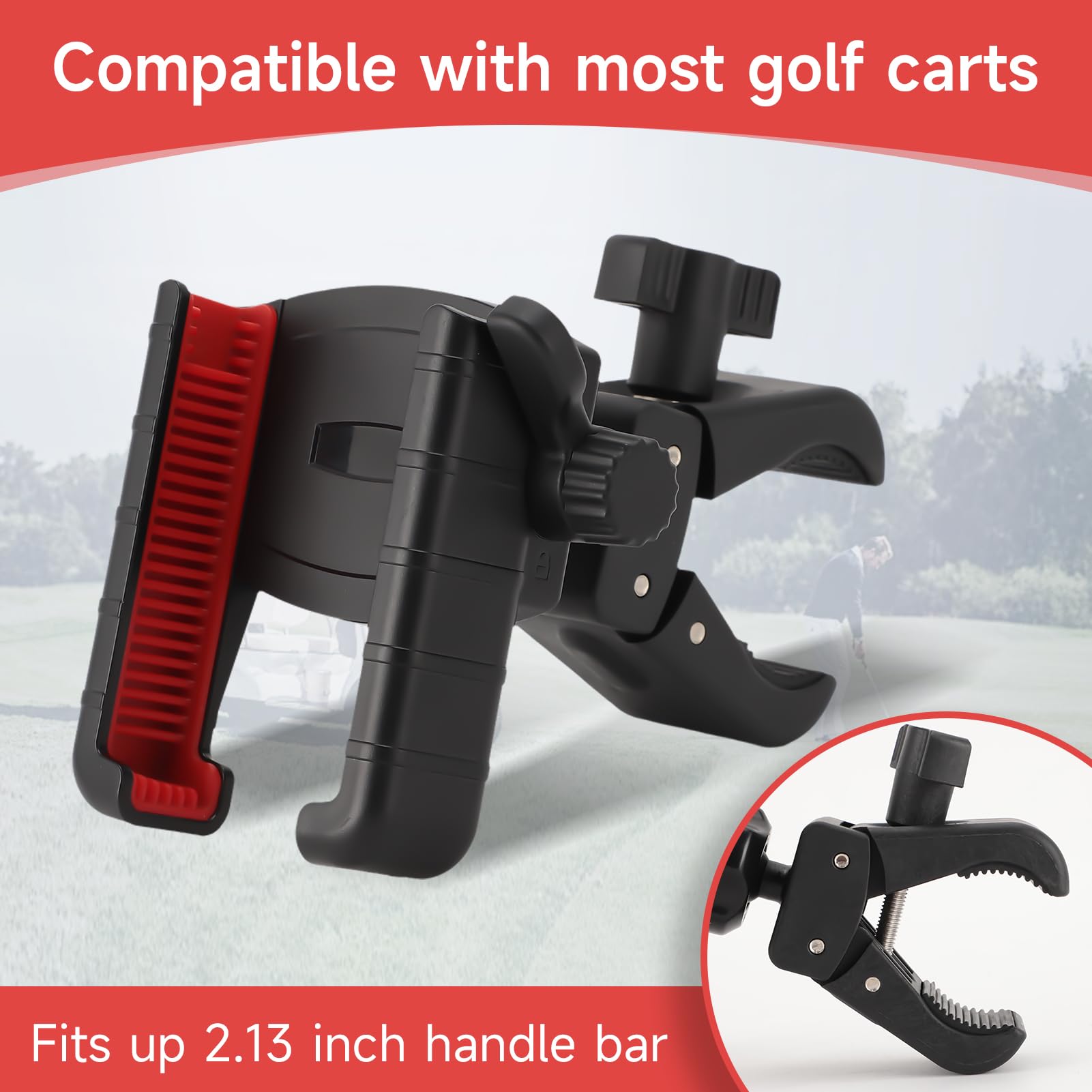 360° Rotatable Golf & Bike Phone Holder - Universal Motorcycle Phone Mount for iPhone & Android - Perfect for Golfing, Cycling & Outdoor Adventures