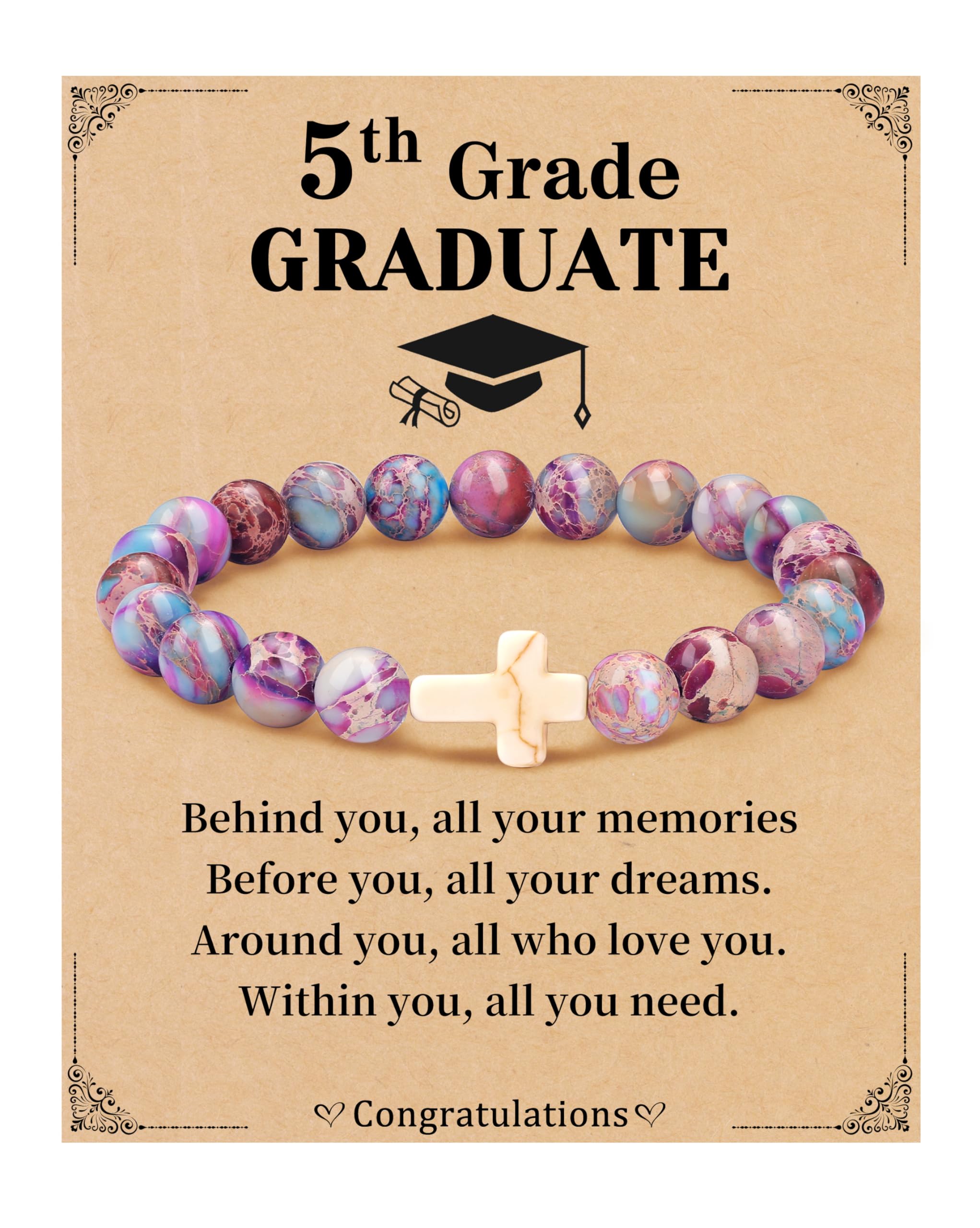 JSJOY Natural Stone Beaded Bracelet - Birthday Gift for Women & Girls Age 6-80, Christian Cross Jewelry for Daughter, Granddaughter, Niece, Mom & Sister - Perfect for Easter, Mother's Day & Everyday Wear