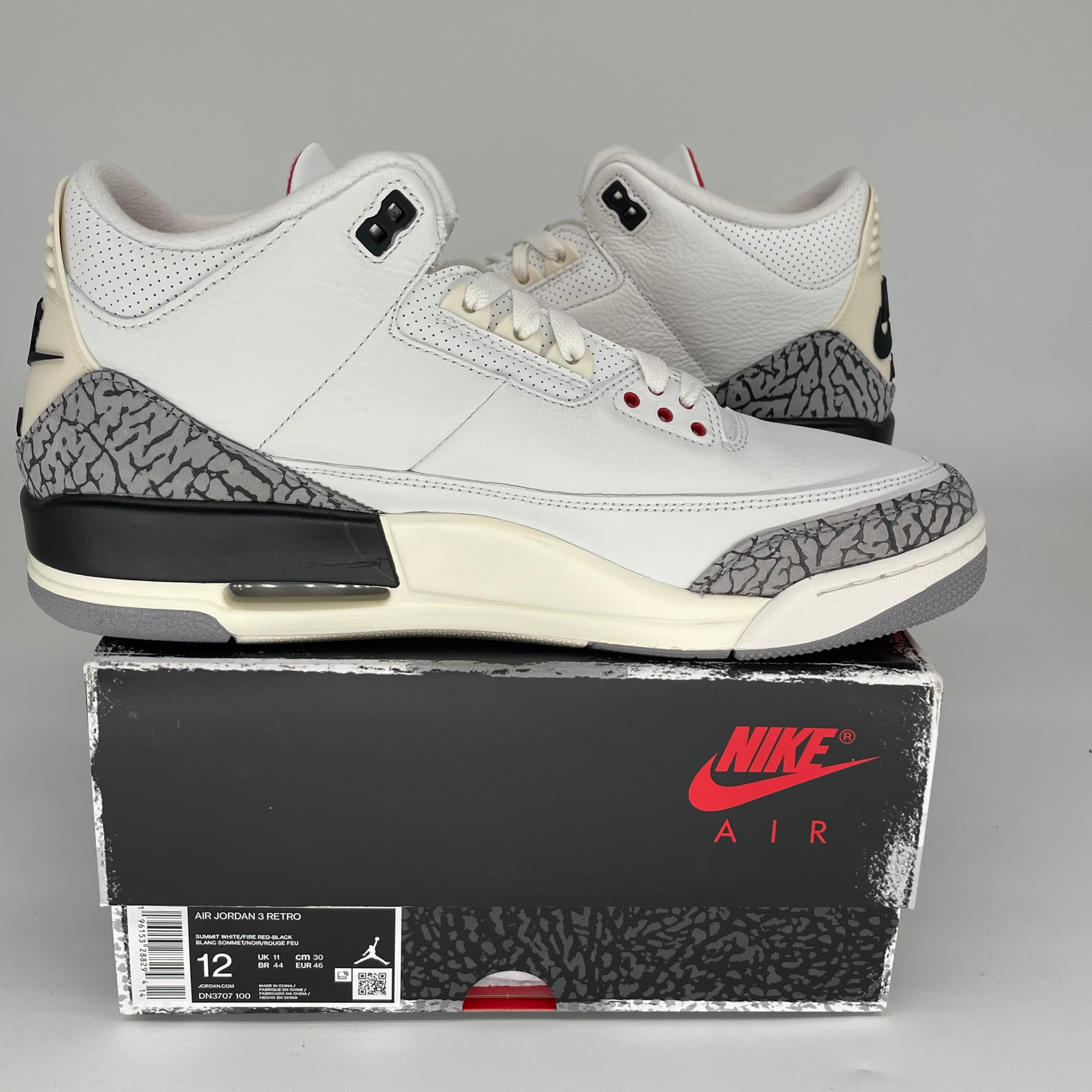 Original Air Jordan 3 White Cement Reimagined Basketball Shoes - Men's Size 12 (DN3707-100) - Retro Sneakers for Streetwear & Casual Outfits