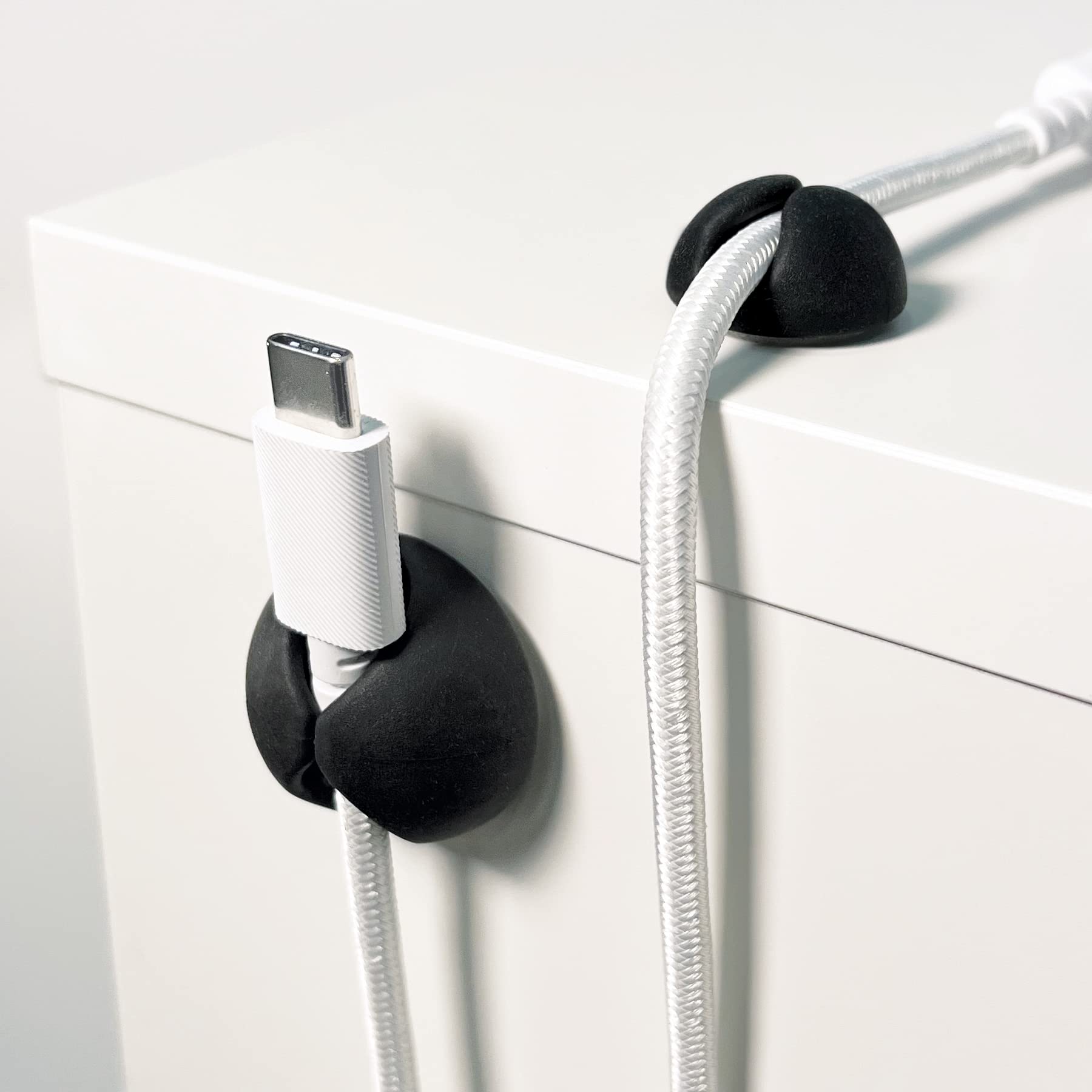 Wrap-It Storage Cable Clips 28-Pack (Black) - Cord Organizer for Desk, Nightstand & Bedside Table - Cable Management for Phones, Chargers & Electronics - Perfect for Home & Office Organization