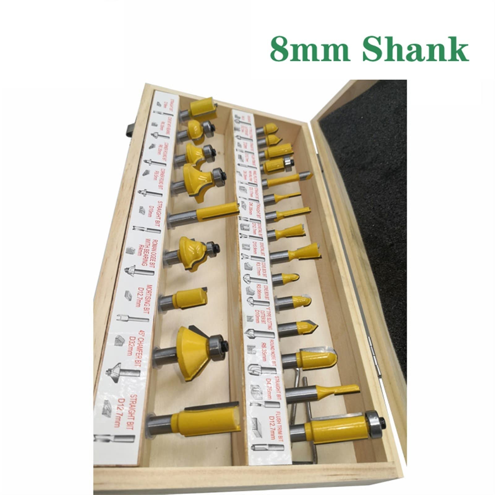 KIRANDY 24Pcs Router Bit Set - Premium Woodworking Router Bits for Flush Trimming, Straight Cutting, Chamfering & Engraving - 8mm Shank Milling Cutter for Wood - Perfect for DIY Projects, Furniture Making & Cabinet Work