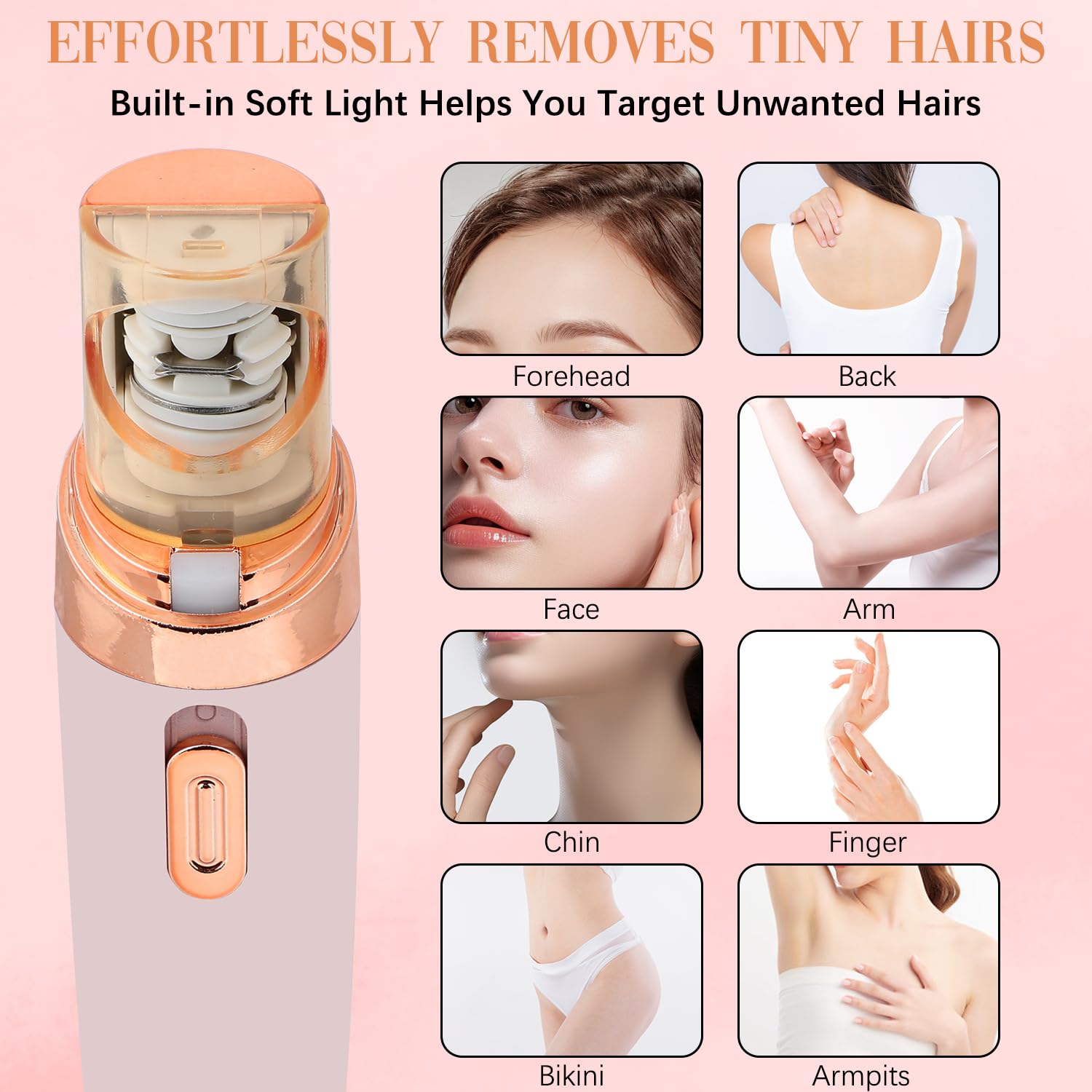 Pluxy Epil 3.0 Women's Facial Hair Remover - 2-in-1 Electric Epilator & Shaver for Face, Lip, Legs, Underarms - Painless Hair Removal for Smooth Skin at Home or Travel