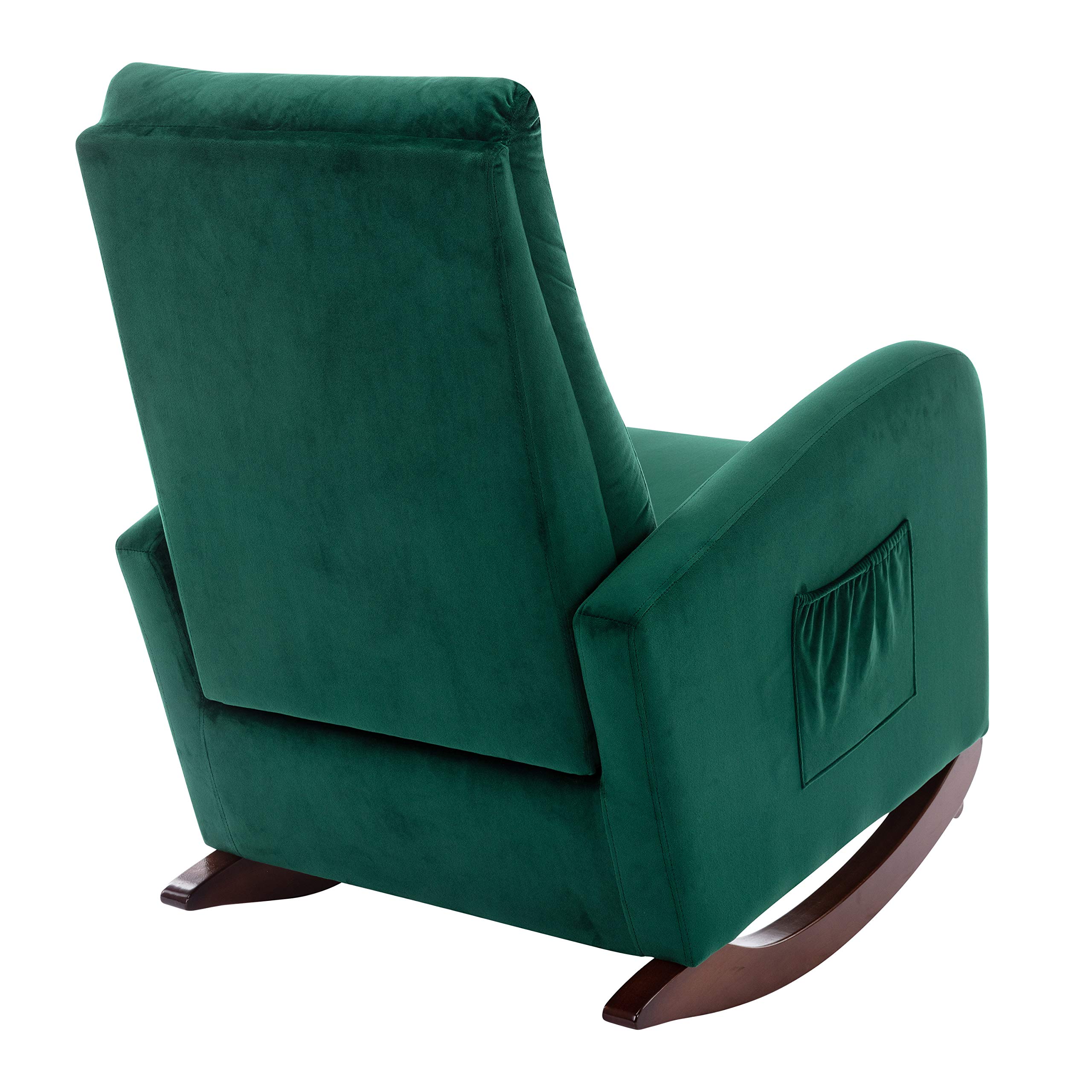 HomVent Baby Nursery Rocking Chair - High Back Comfortable Rocker with Fabric Padded Seat, Modern Armchair for Nursing & Feeding - Green (Perfect for Bedrooms, Nurseries & Breastfeeding Rooms)