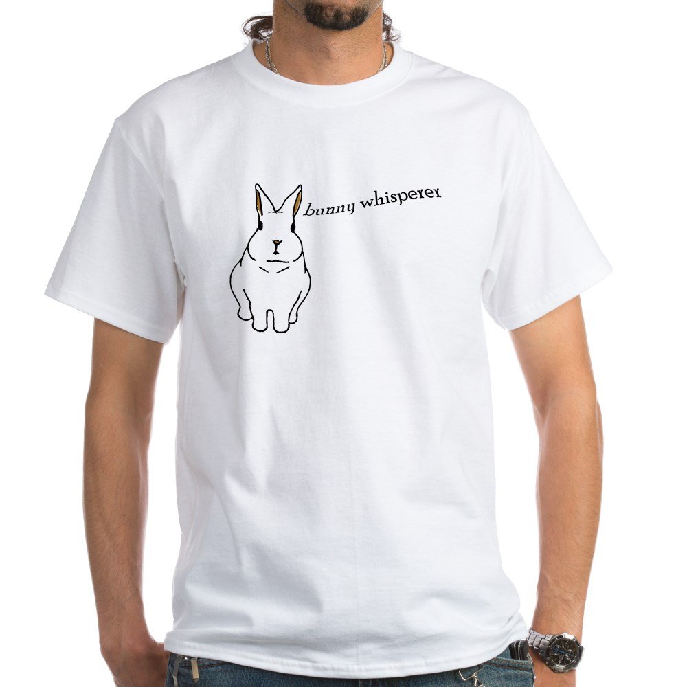 Bunny Whisperer White Cotton T-Shirt for Women & Men - Soft Comfortable Tee for Animal Lovers, Easter Gifts, Pet Owner Apparel