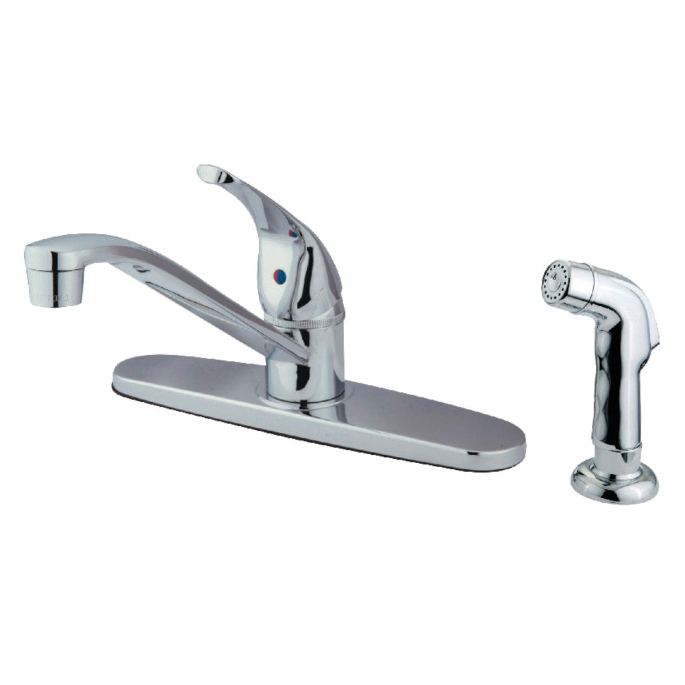 Kingston Brass KB5720SP 8 Inch Centerset Kitchen Faucet - High Arc Pull-Down Sprayer, Single Handle, Stainless Steel Finish - Perfect for Modern Kitchens and Food Prep Stations