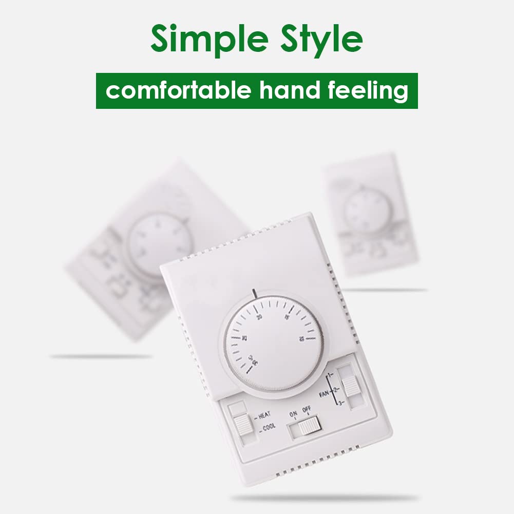 Non-Programmable Mechanical Thermostat for Central Heating & AC - Wall Mounted Heat/Cool Temperature Control for Home & Office