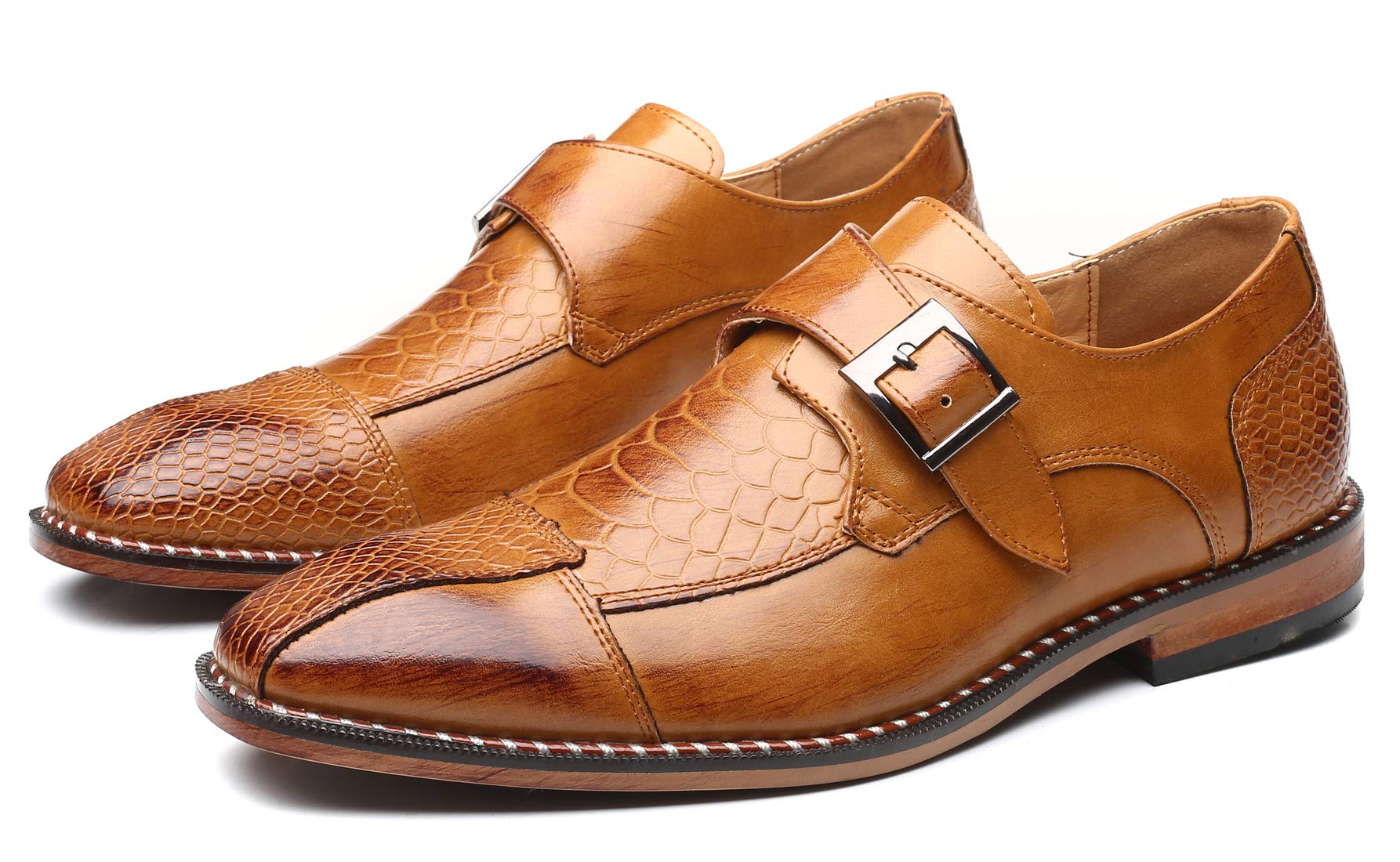 Men's Leather Single Monk Strap Loafers - Slip On Oxford Dress Shoes for Business & Formal Wear | Perfect for Office, Weddings & Special Occasions