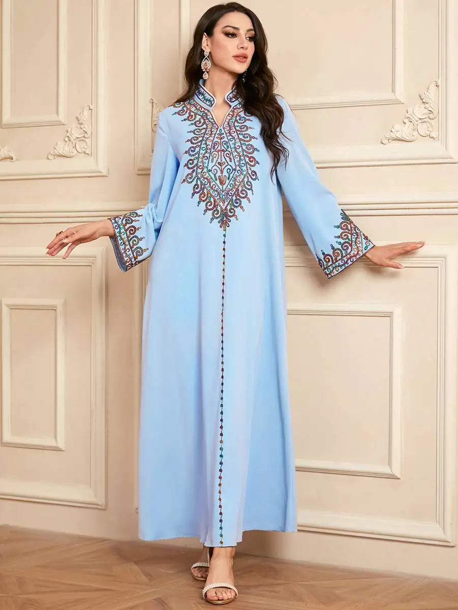Elegant Eid Outfits for Women - Embroidered Mukhawar Caftan Dress #254065 | Perfect for Eid Celebrations, Weddings & Special Occasions