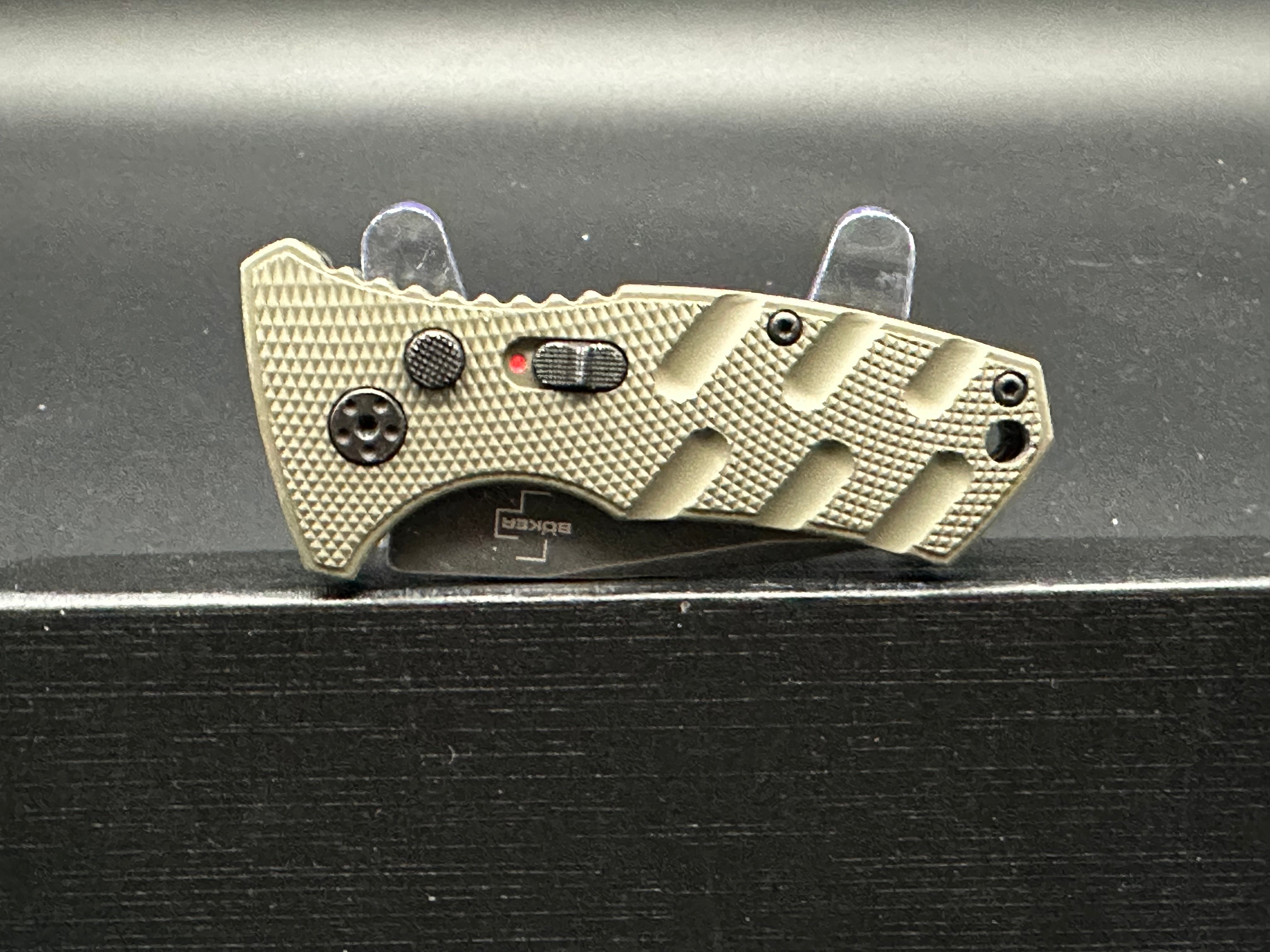 Boker Stubby Strike Tactical Pocket Knife - OD Green Aluminum Handle - EDC, Outdoor, Survival & Everyday Carry Knife for Camping, Hiking & Self Defense