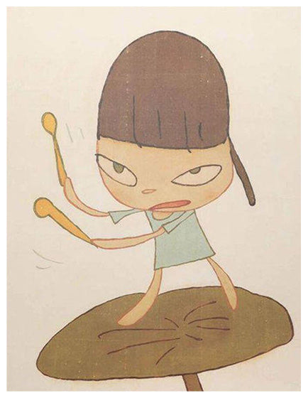 YOSHITOMO NARA 'MARCHING ON A BUTTERBUR LEAF' Art Print - Japanese Contemporary Pop Art Poster for Home & Office Decor
