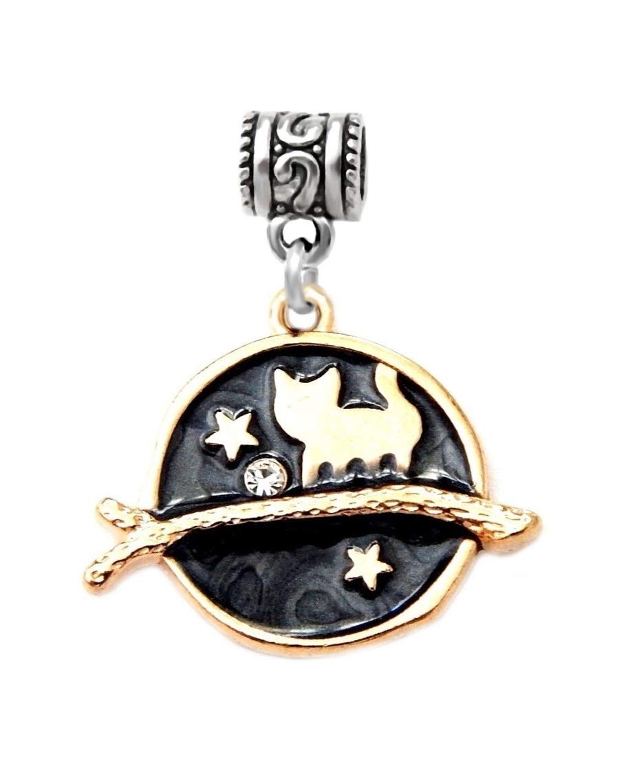 LaBenie Sterling Silver Dangle Cat Charm Necklace with Starry Sky Design - Perfect for Gifts, Everyday Wear & Special Occasions